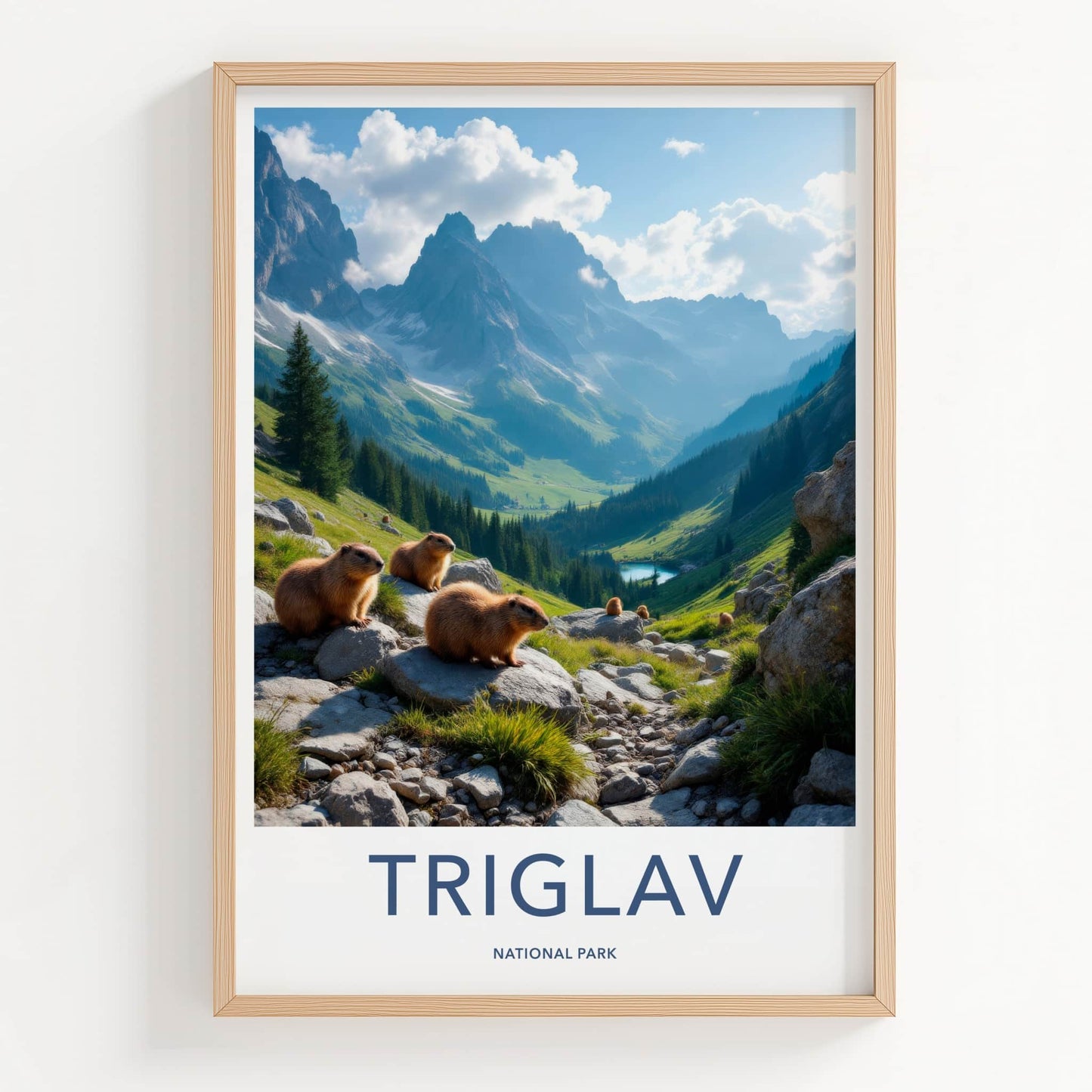 Triglav National Park Poster - Slovenia Travel Art - Marmots Alpine Valley Home Decor