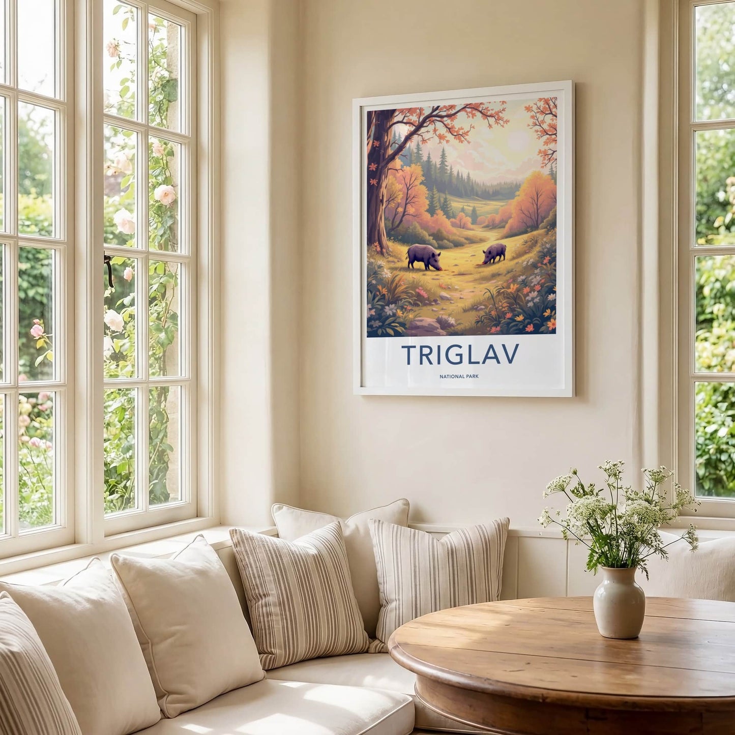 Triglav National Park Poster - Slovenia Travel Art - Sunlit Forest Hogs Home Decor