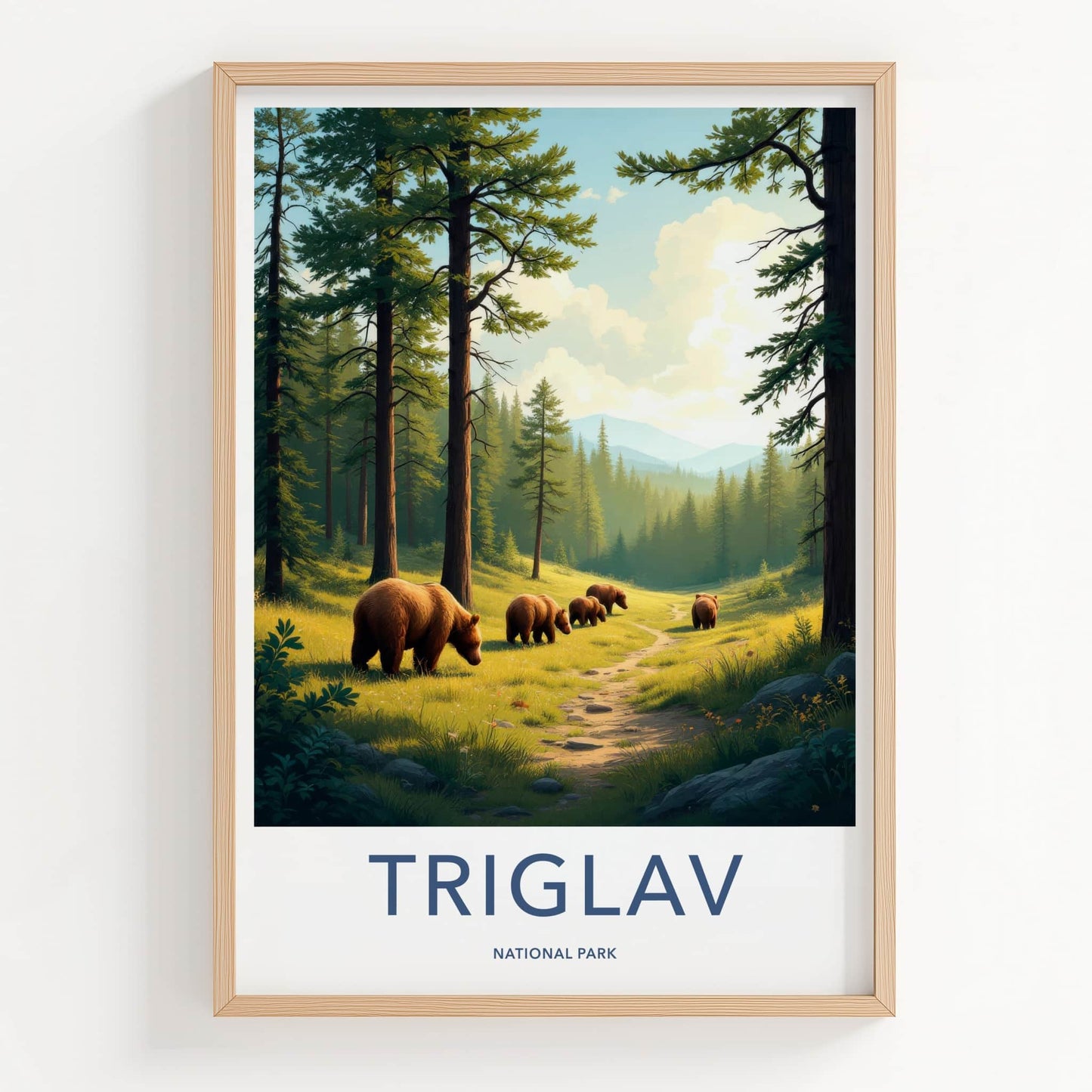 Triglav National Park Poster - Slovenia Travel Art - Wild Bears Forest Home Decor