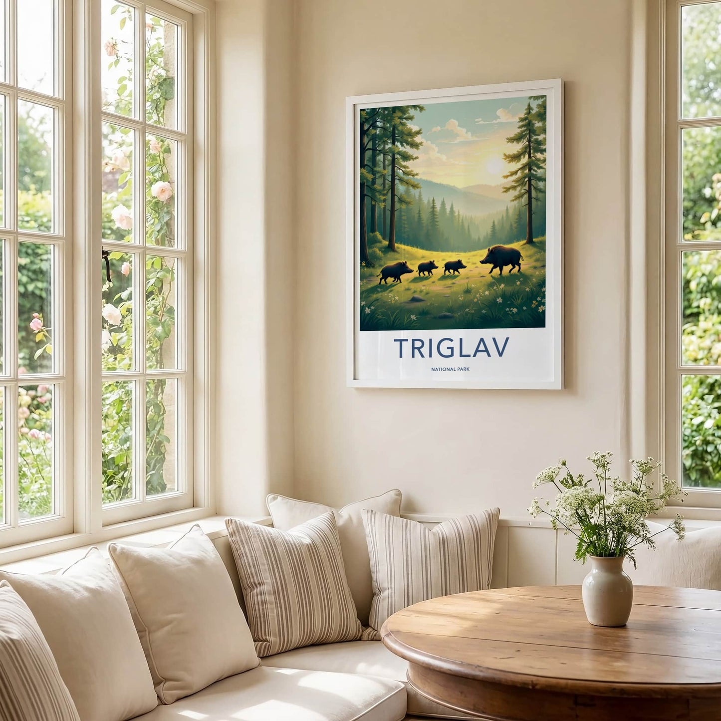 Triglav National Park Poster - Slovenia Travel Art - Wild Boars Sunset Home Decor