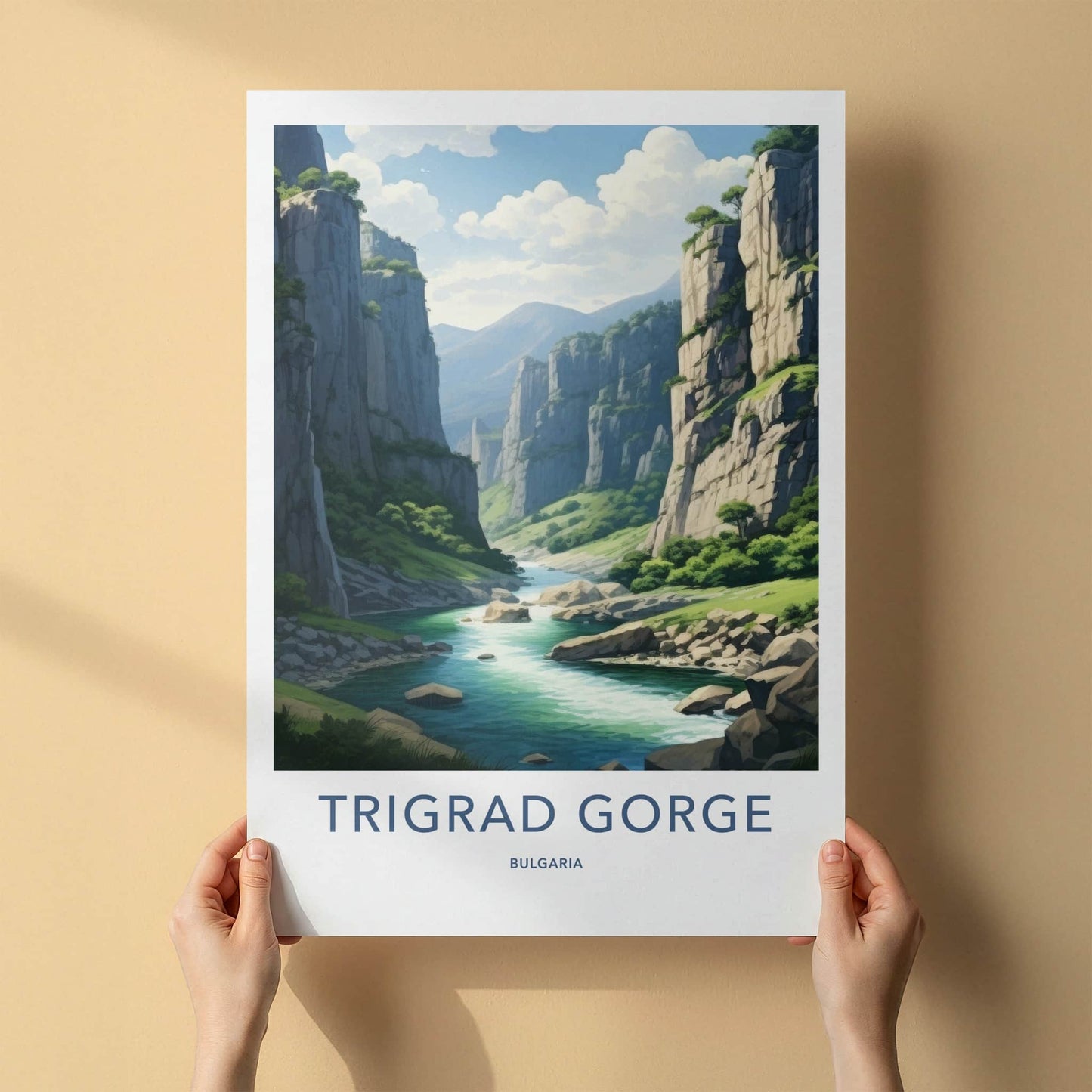 Trigrad Gorge Poster - Bulgaria Travel Art - Emerald River Gorge Home Decor