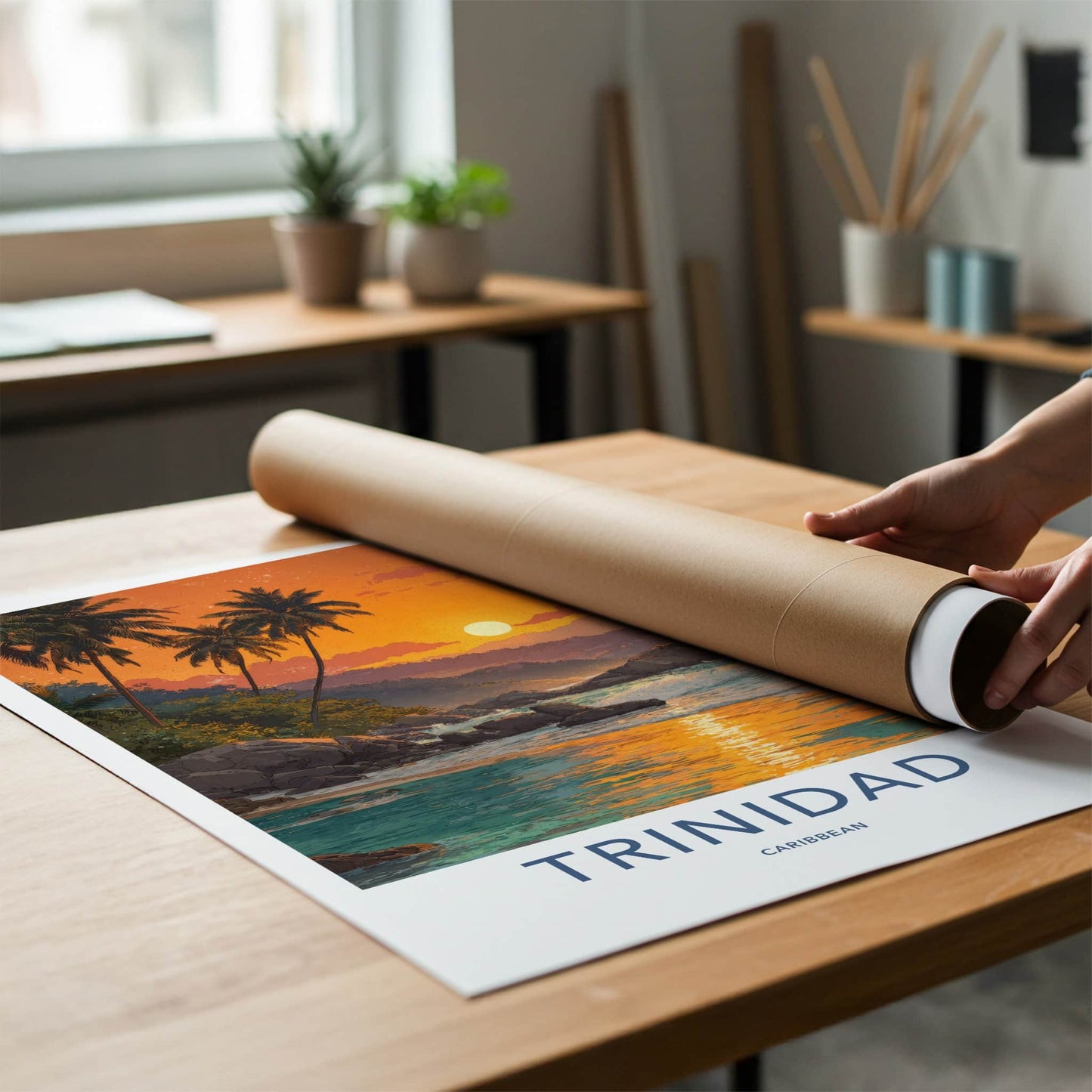 Trinidad Poster - Caribbean Travel Print - Tropical Sunset Shore Wall Art