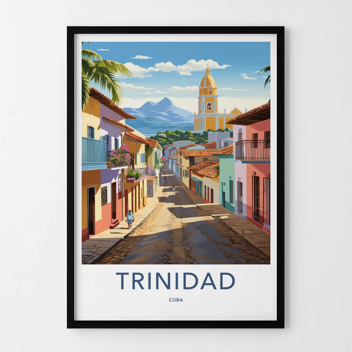 Trinidad Poster - Cuba Travel Art - Vibrant Street Church Home Decor