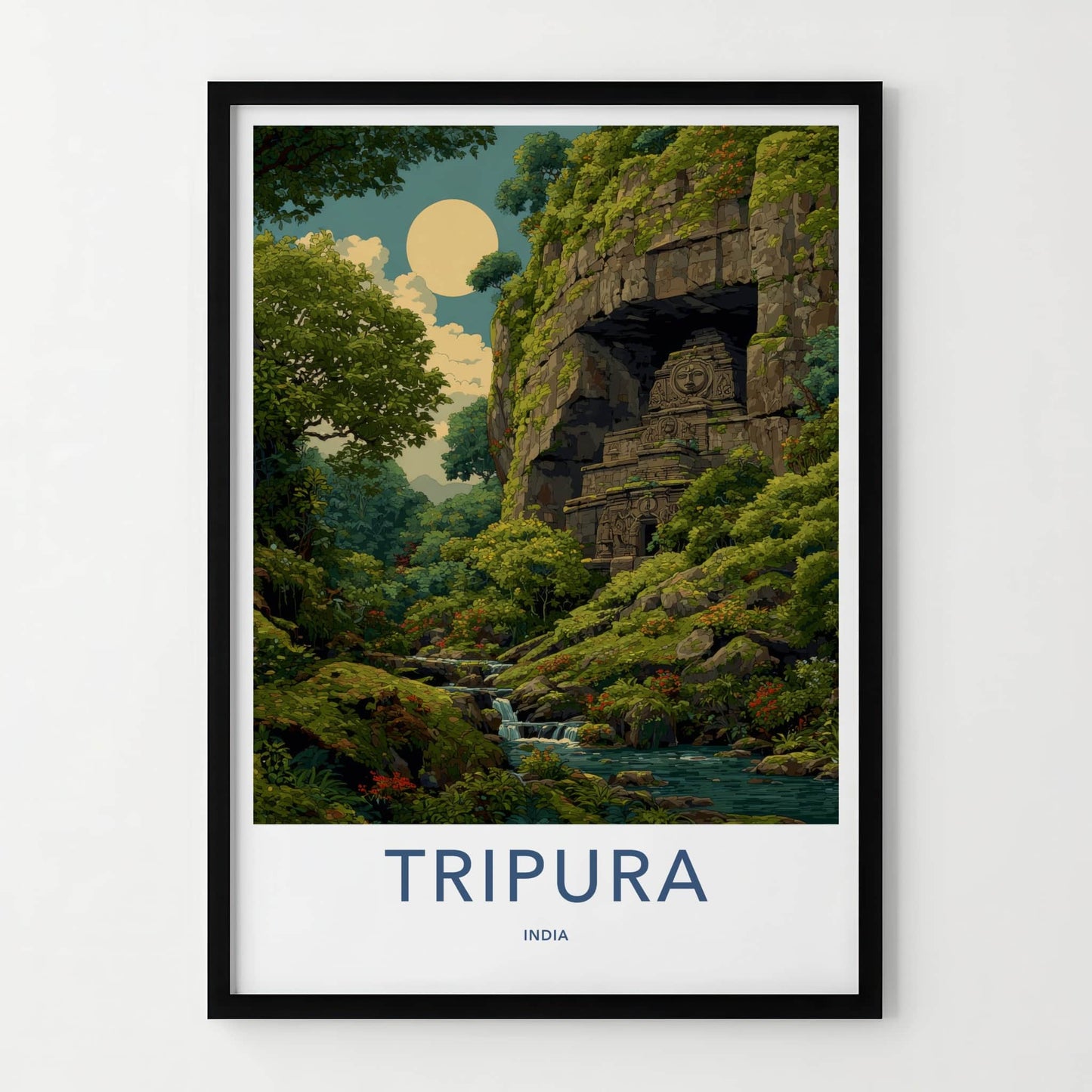 Tripura Poster - India Art Print - Ancient Unakoti Sculptures Tripura Home Decor