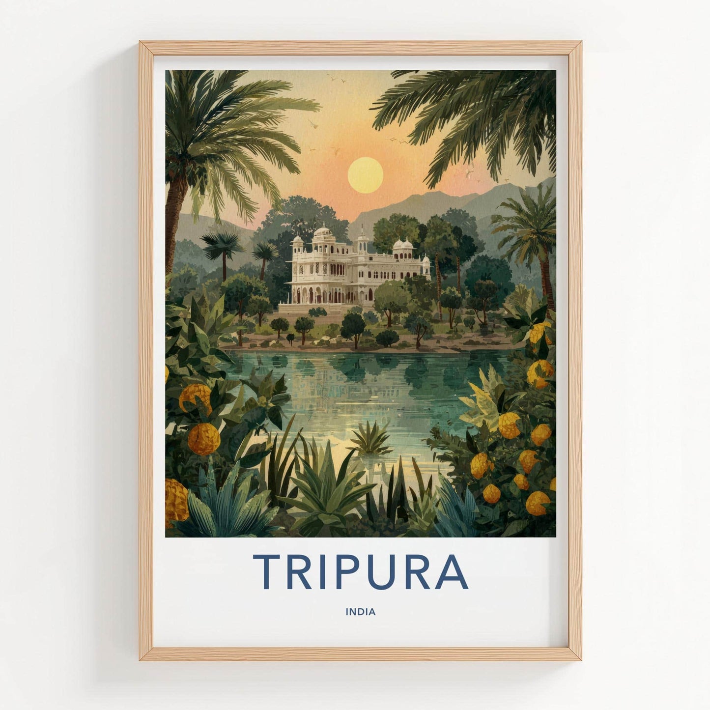 Tripura Poster - India Travel Art - Tripura Lakeside Palace Home Decor