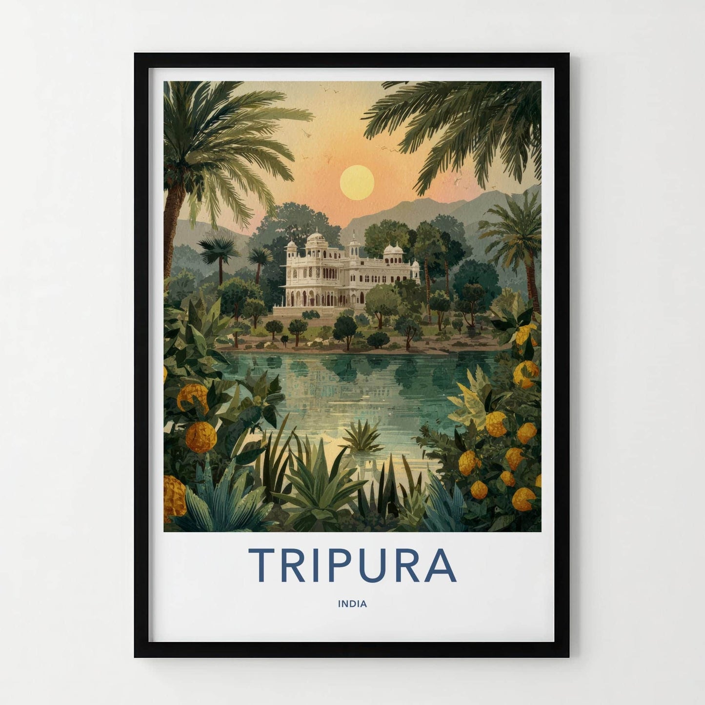 Tripura Poster - India Travel Art - Tripura Lakeside Palace Home Decor