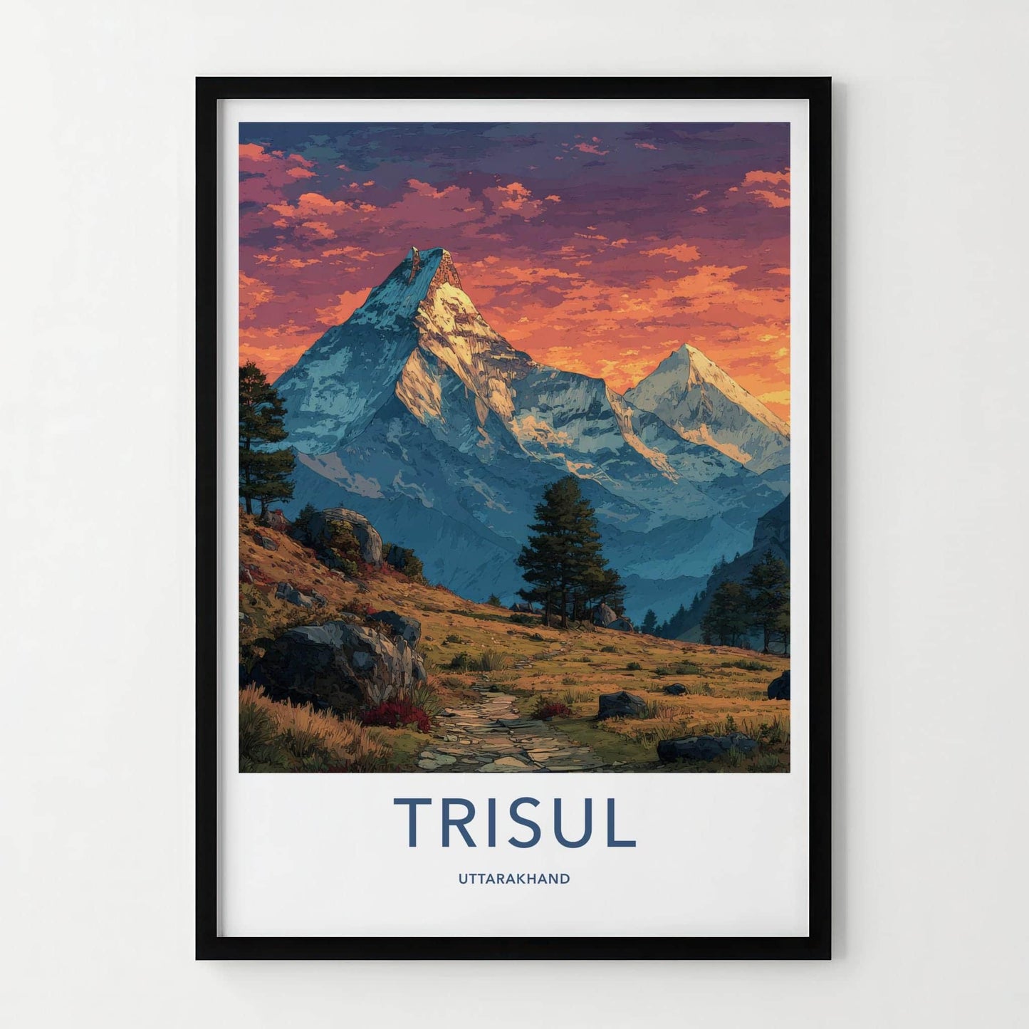 Trisul Poster - India Art Print - Uttarakhand Mountain Path Evening Home Decor