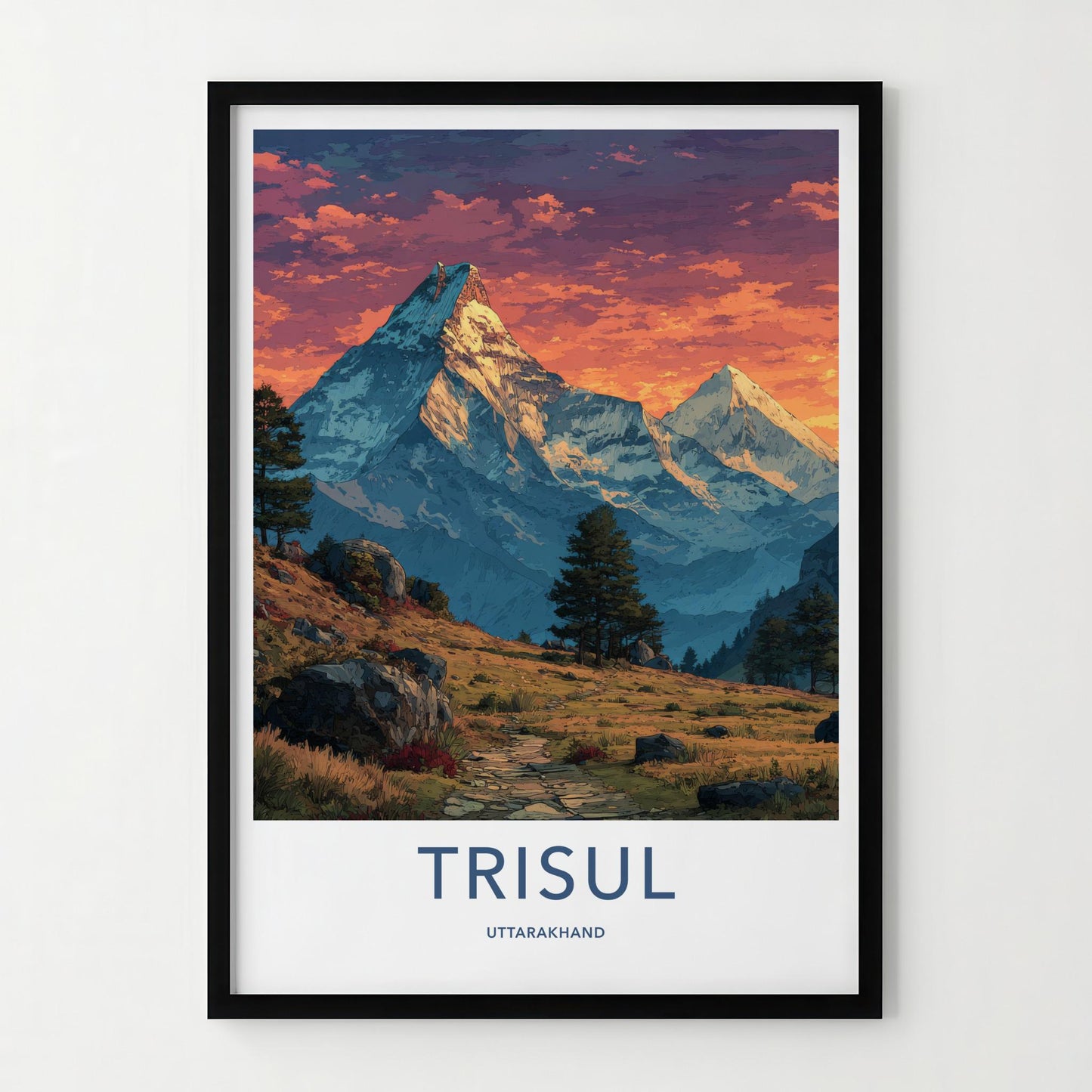 Trisul Poster - India Travel Art - Uttarakhand Majestic Mountain Sunset Home Decor