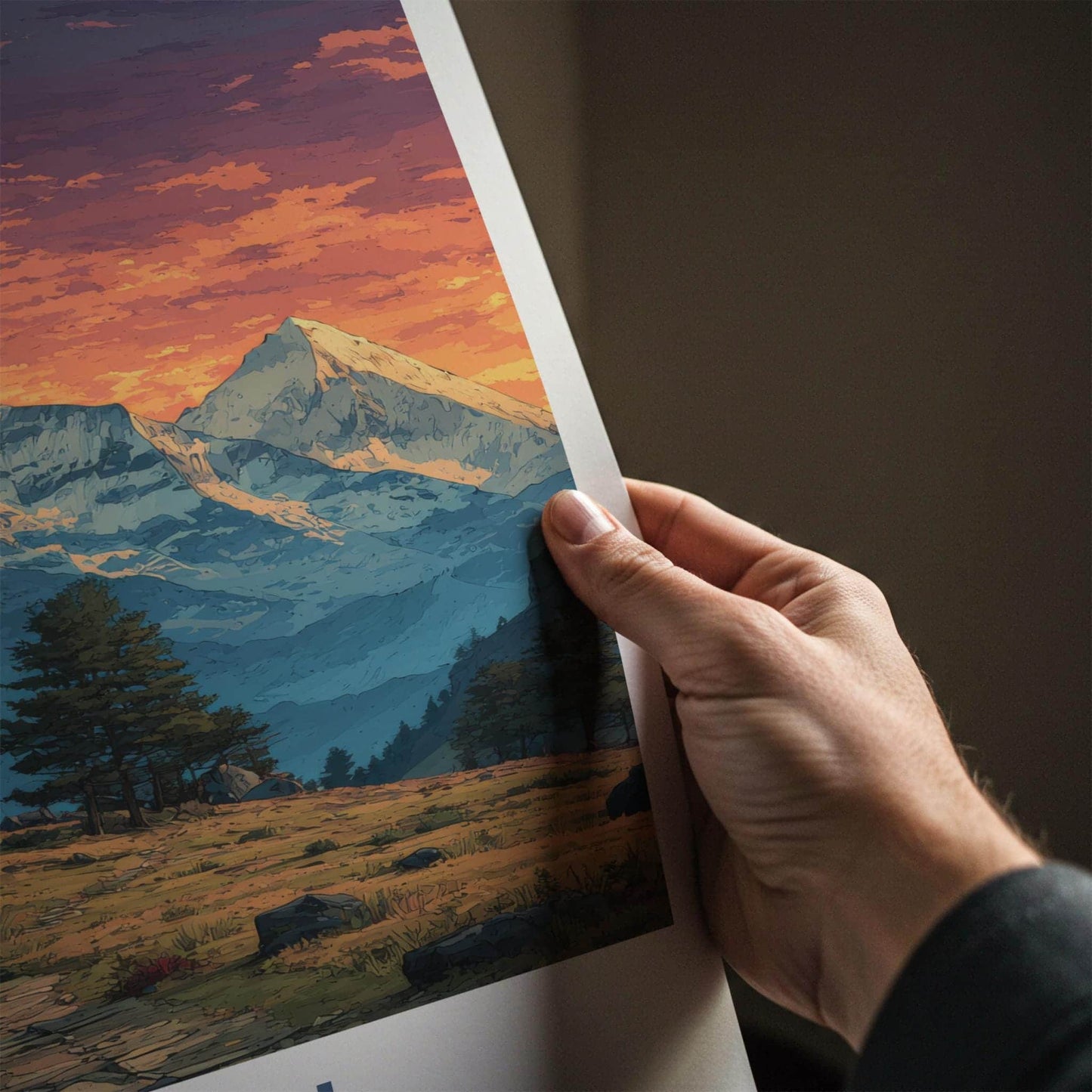 Trisul Poster - India Travel Art - Uttarakhand Majestic Mountain Sunset Home Decor