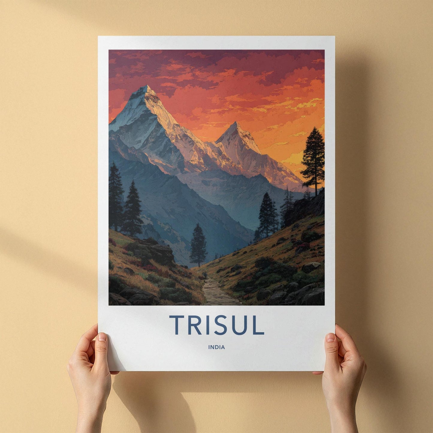 Trisul Poster - India Travel Art - Uttarakhand Mountain Path Home Decor