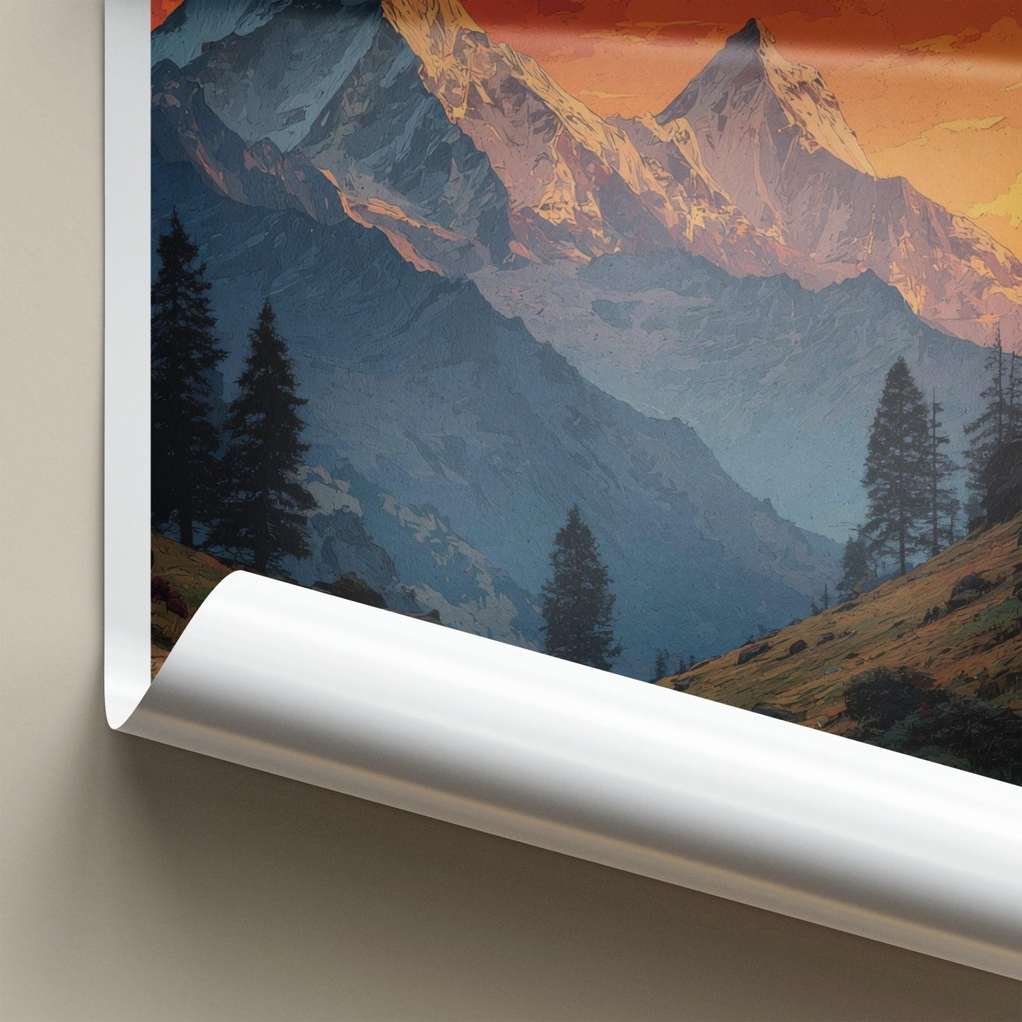 Trisul Poster - India Travel Art - Uttarakhand Mountain Path Home Decor