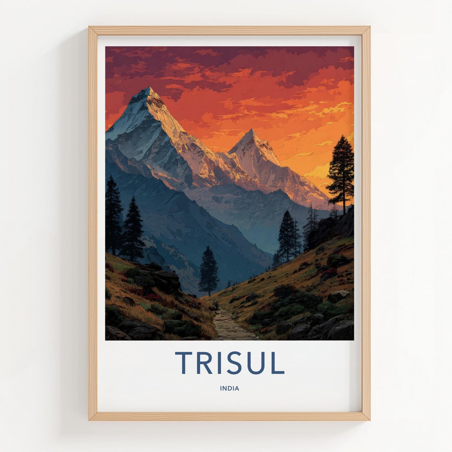 Trisul Poster - India Travel Art - Uttarakhand Mountain Path Home Decor
