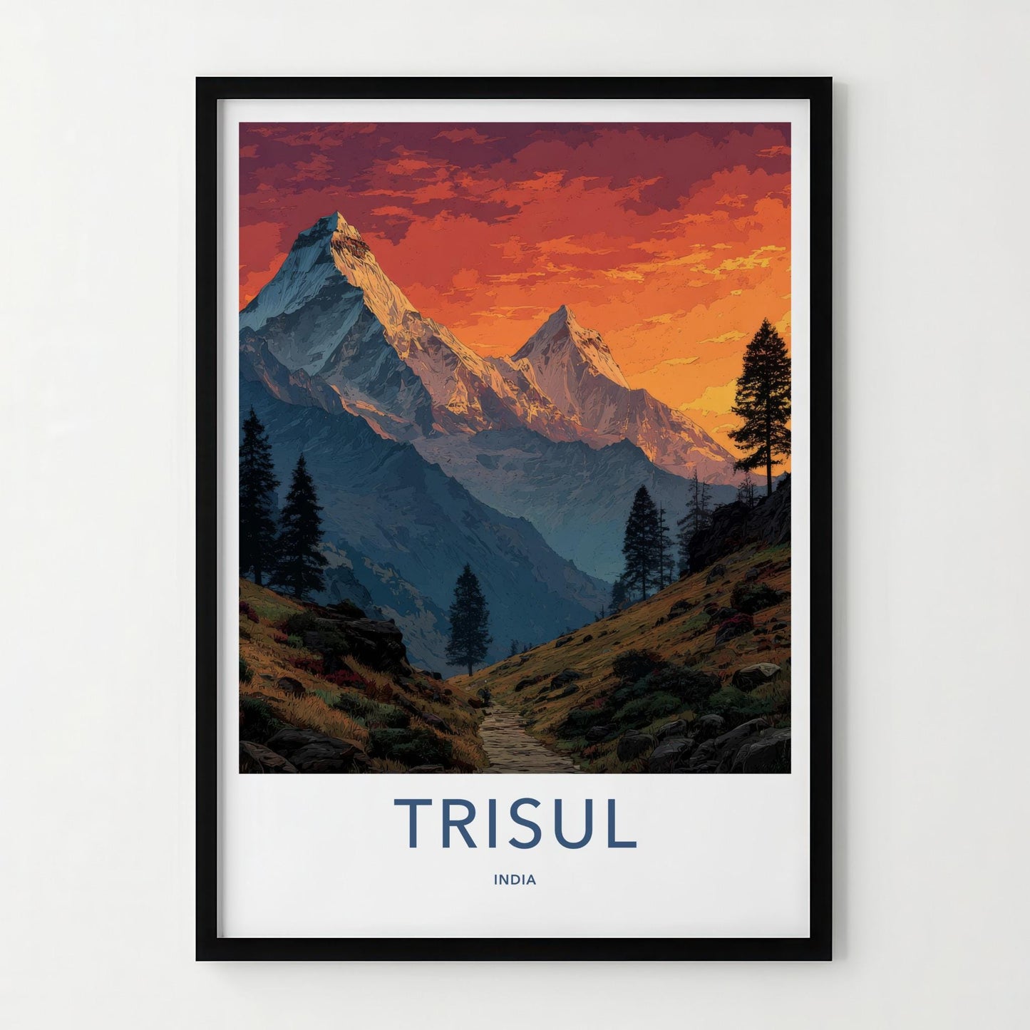 Trisul Poster - India Travel Art - Uttarakhand Mountain Path Home Decor