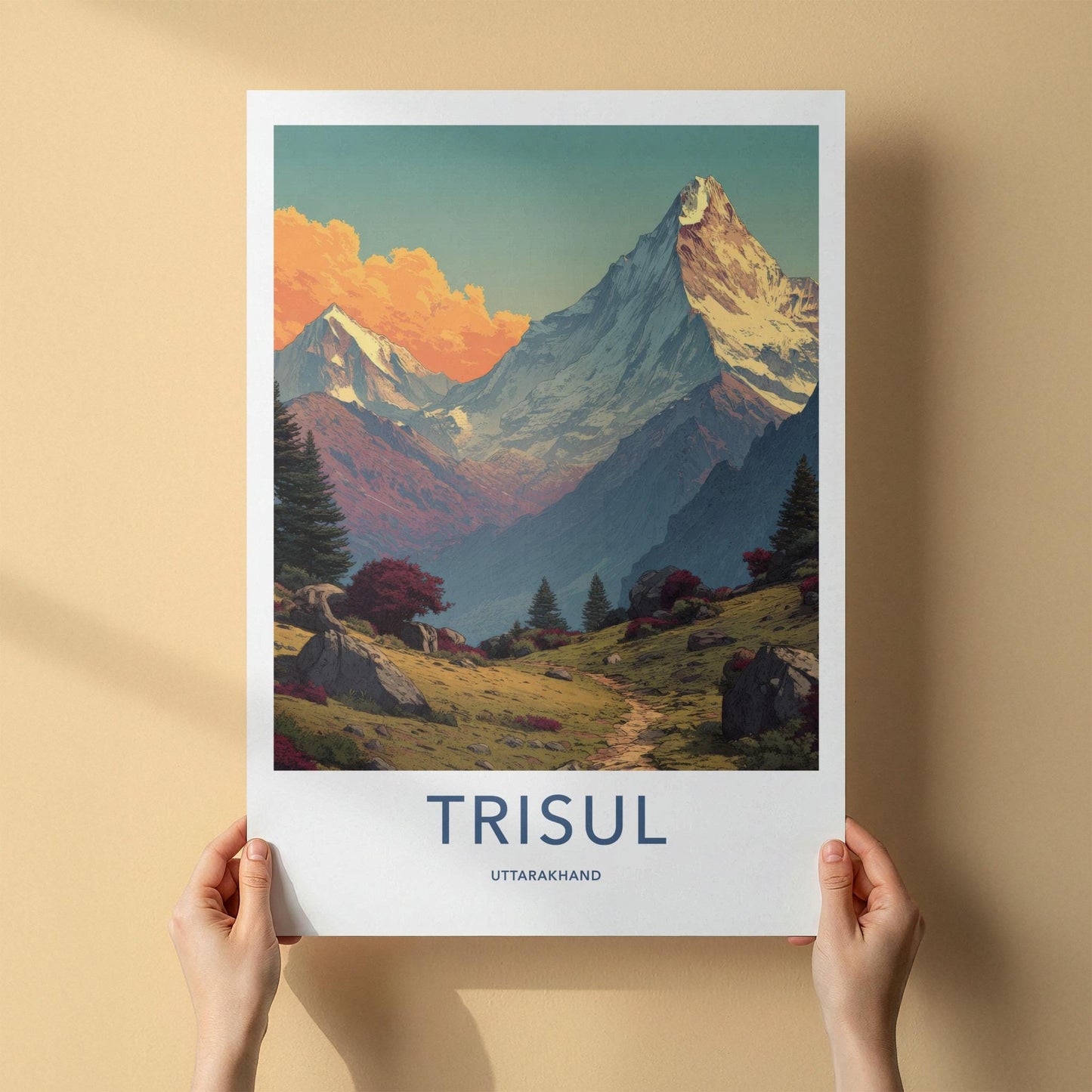 Trisul Poster - India Travel Art - Uttarakhand Mountain View Wall Decor