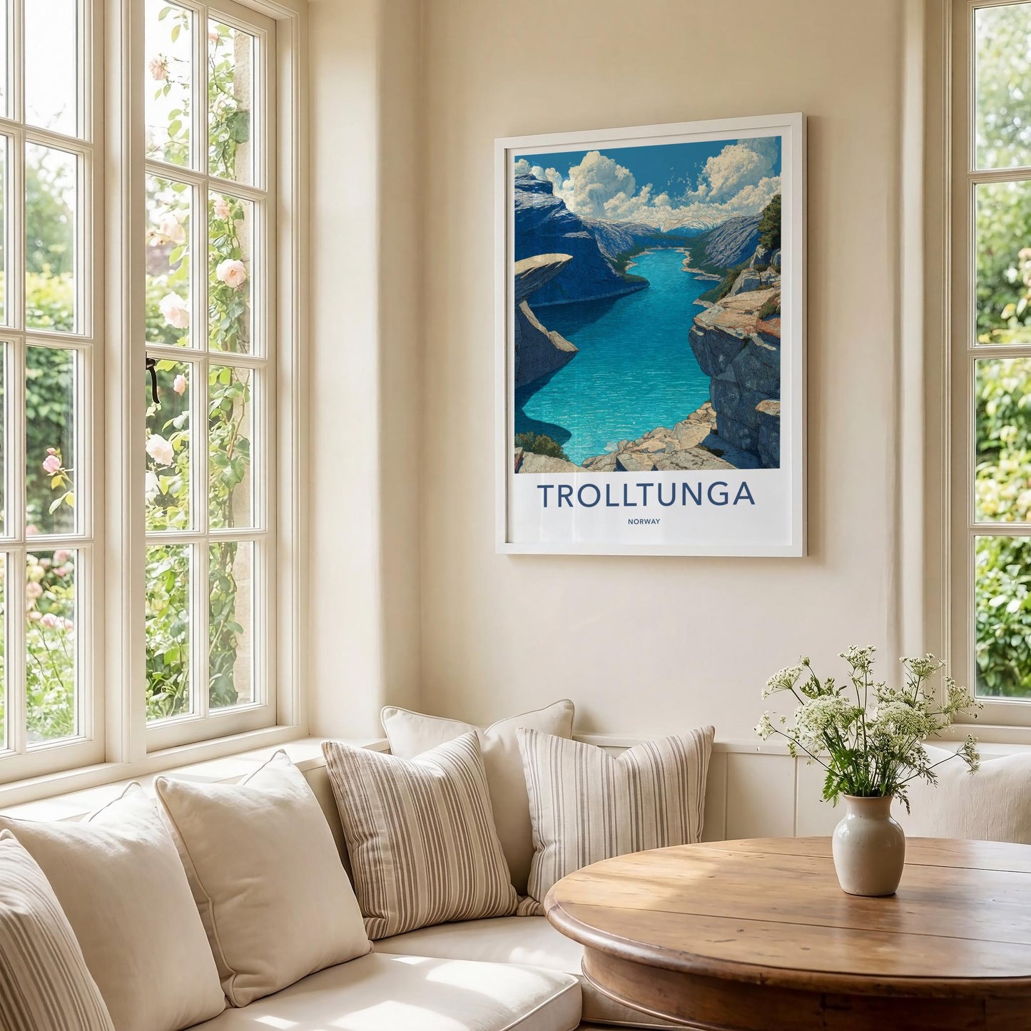 Trolltunga Poster - Norway Travel Art - Dramatic Cliff Fjord Wall Decor