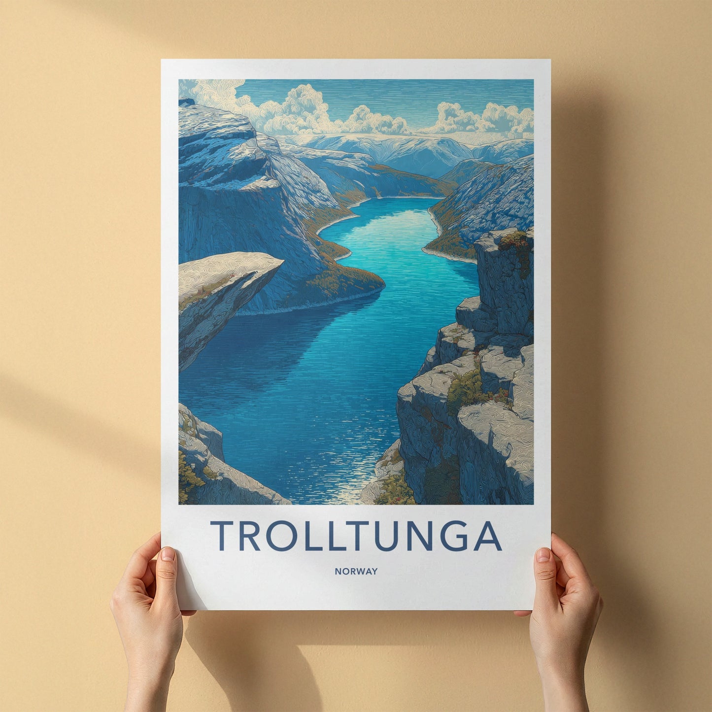 Trolltunga Poster - Norway Travel Print - Cliff Overlook Home Decor