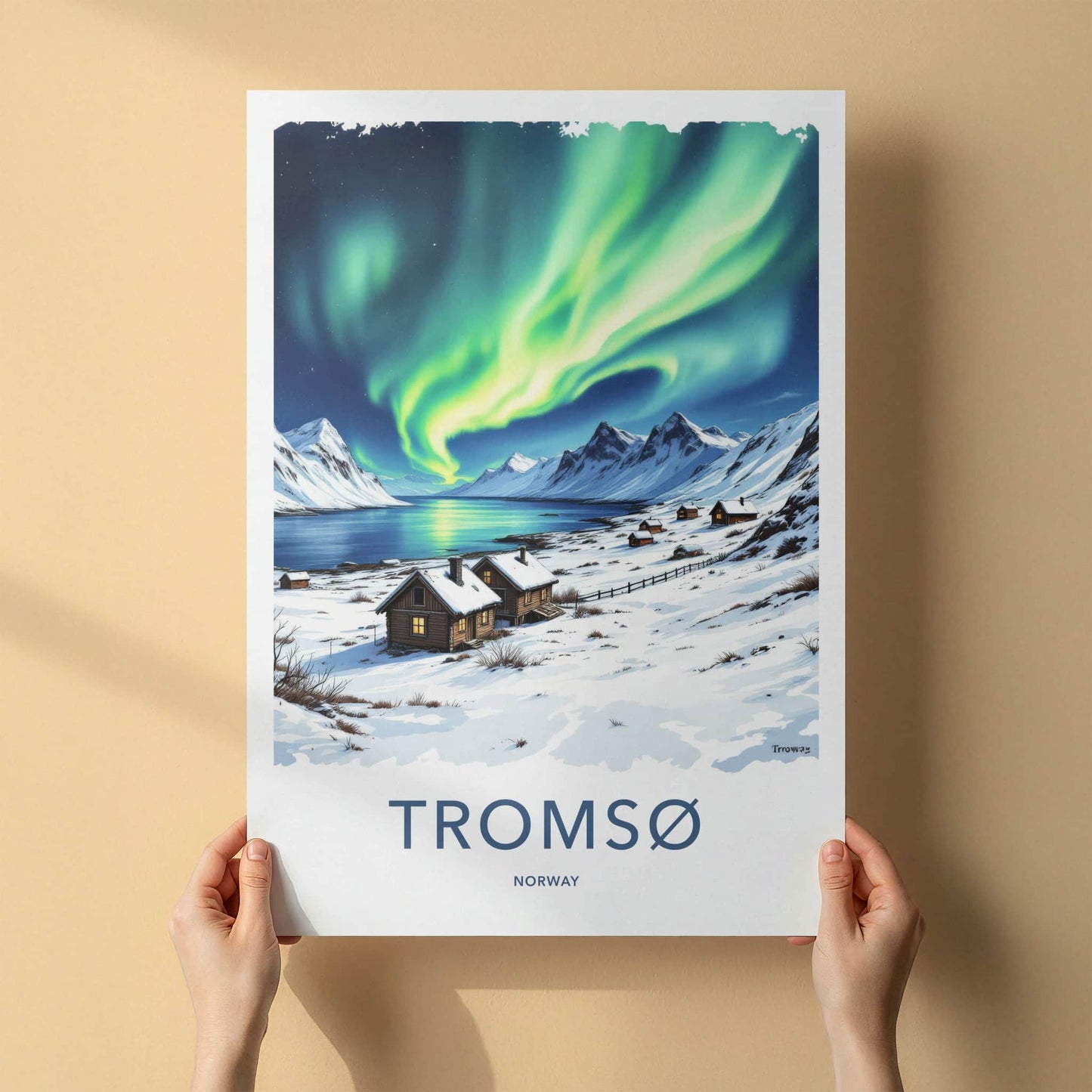 Tromso Poster - Norway Framed Print - Green Aurora Sky Framed Decor