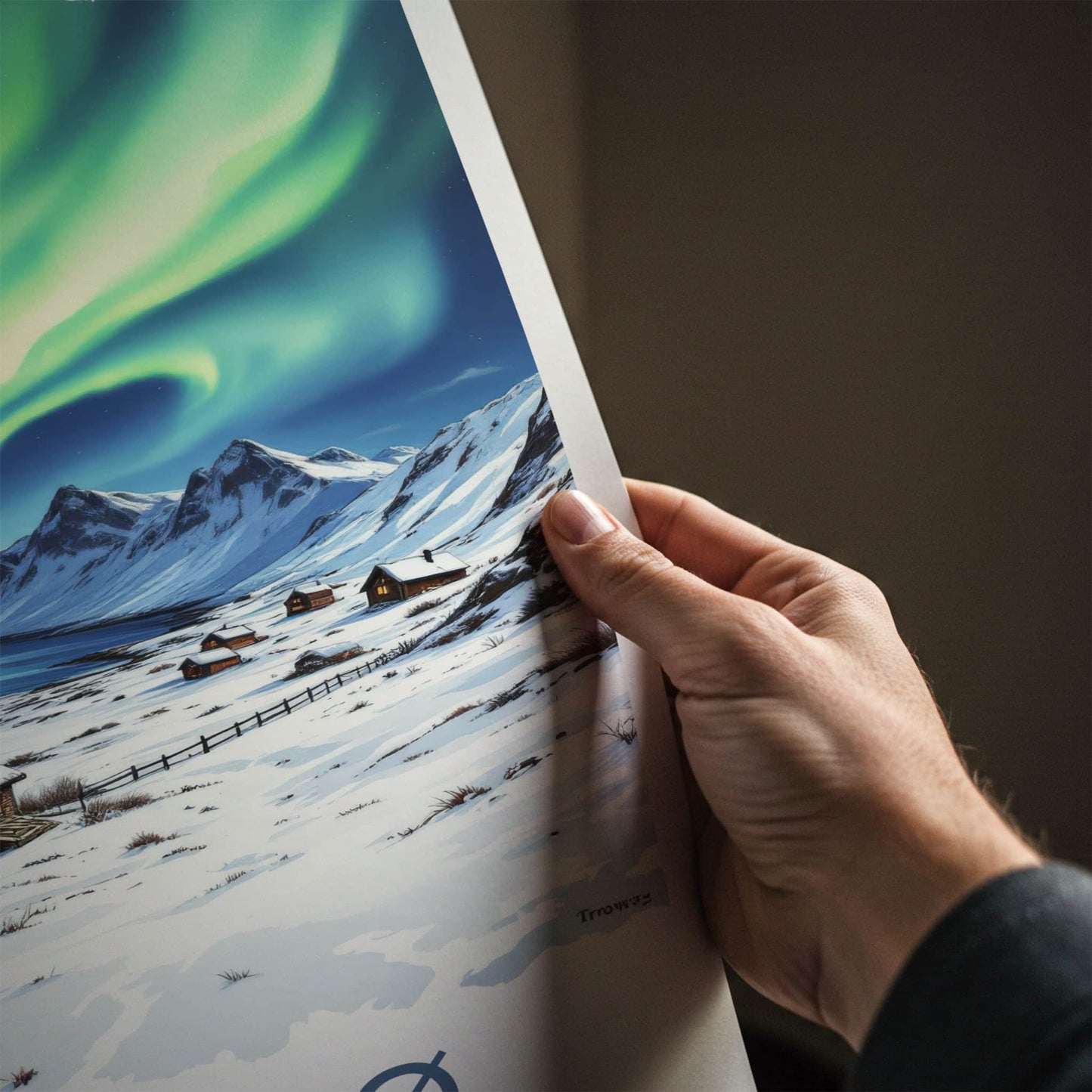Tromso Poster - Norway Framed Print - Green Aurora Sky Framed Decor