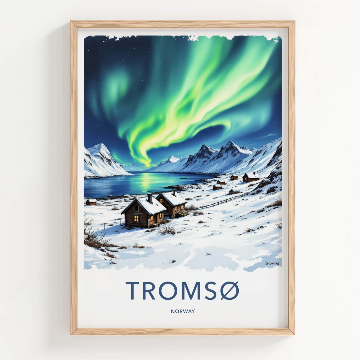 Tromso Poster - Norway Framed Print - Green Aurora Sky Framed Decor