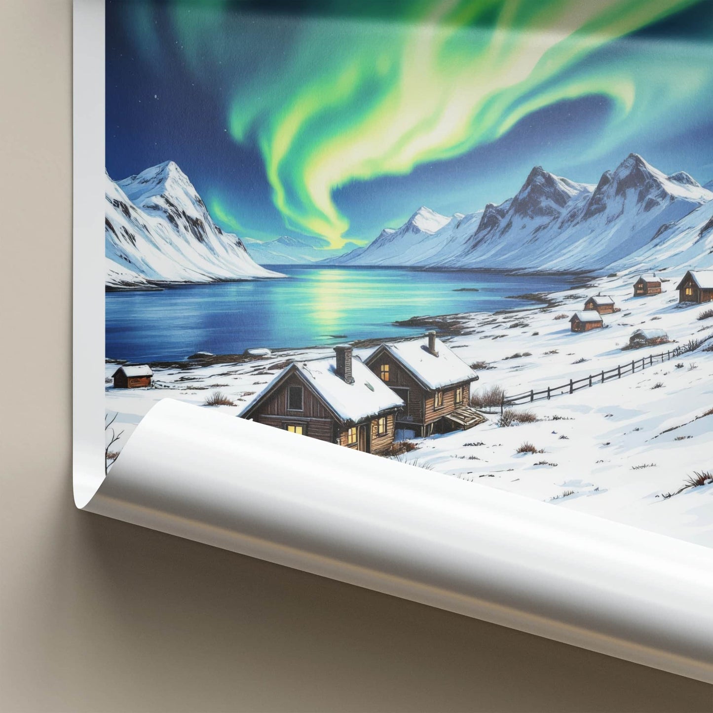 Tromso Poster - Norway Framed Print - Green Aurora Sky Framed Decor