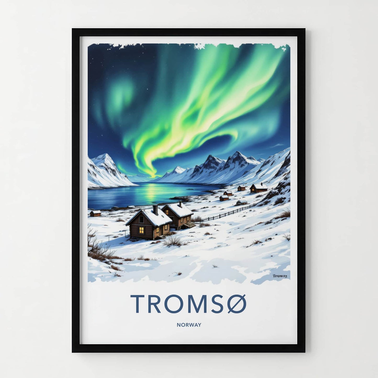 Tromso Poster - Norway Framed Print - Green Aurora Sky Framed Decor