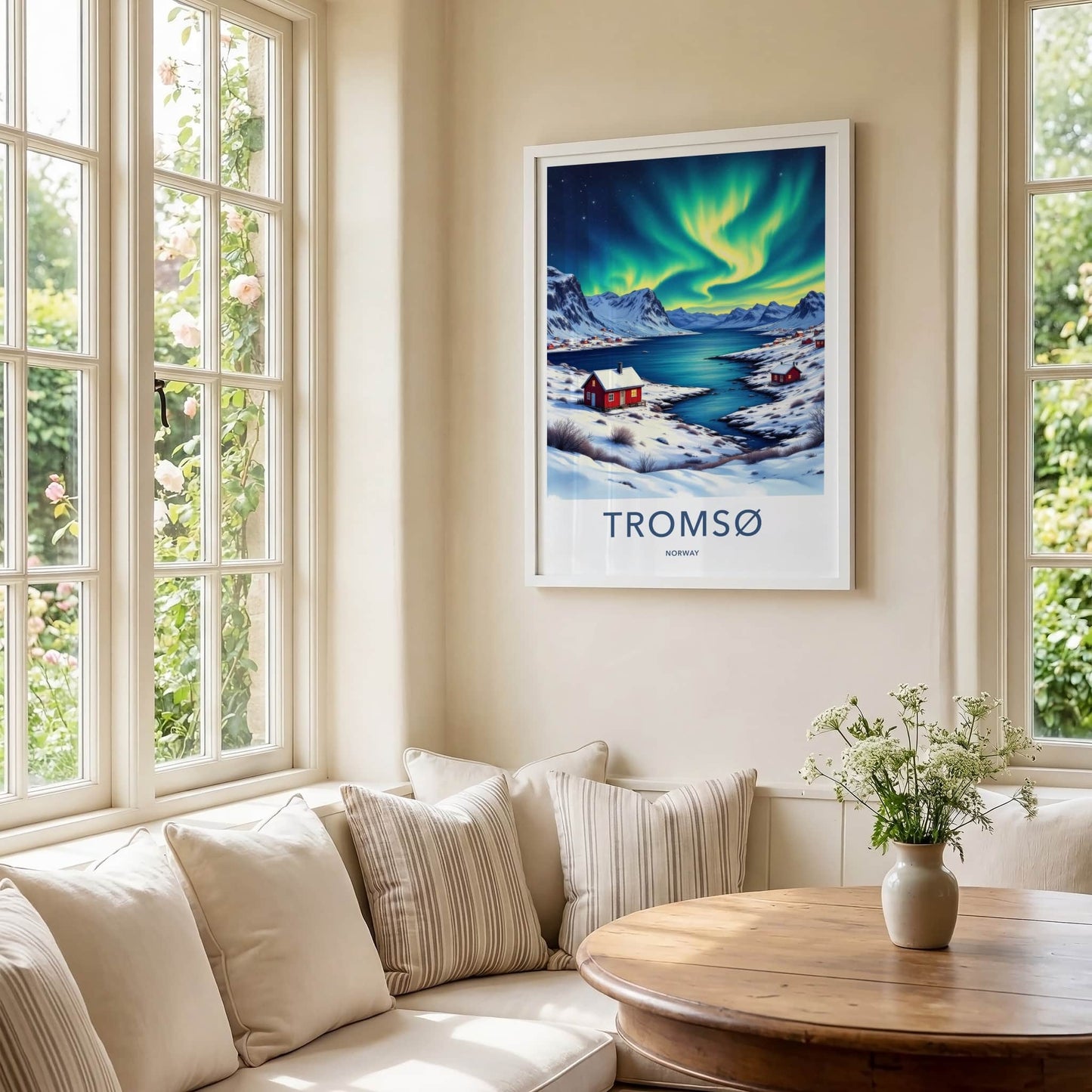 Tromso Poster - Norway Wall Art - Vibrant Aurora Fjord Home Decor
