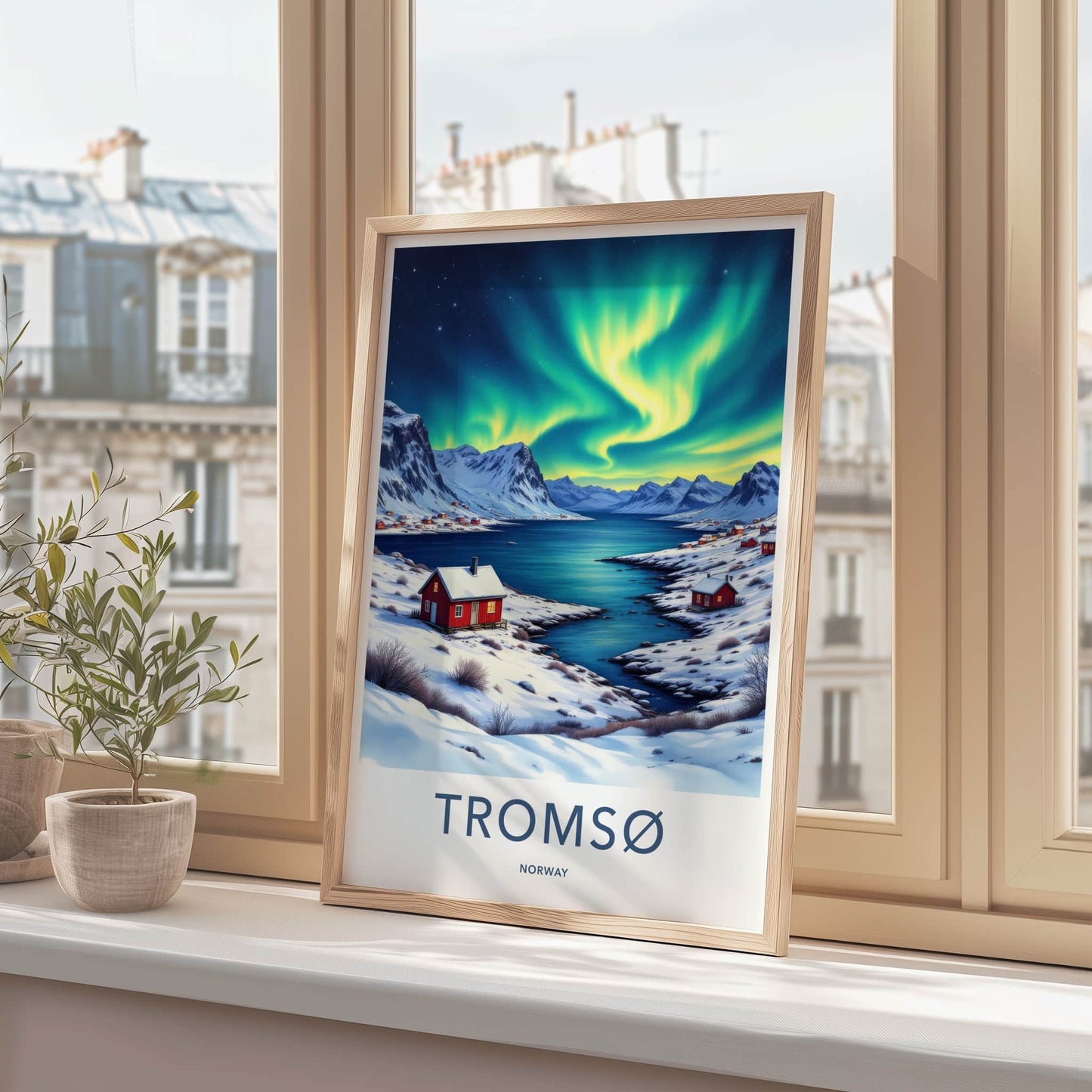 Tromso Poster - Norway Wall Art - Vibrant Aurora Fjord Home Decor