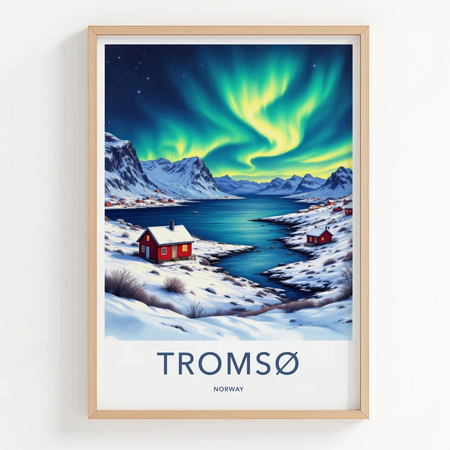 Tromso Poster - Norway Wall Art - Vibrant Aurora Fjord Home Decor