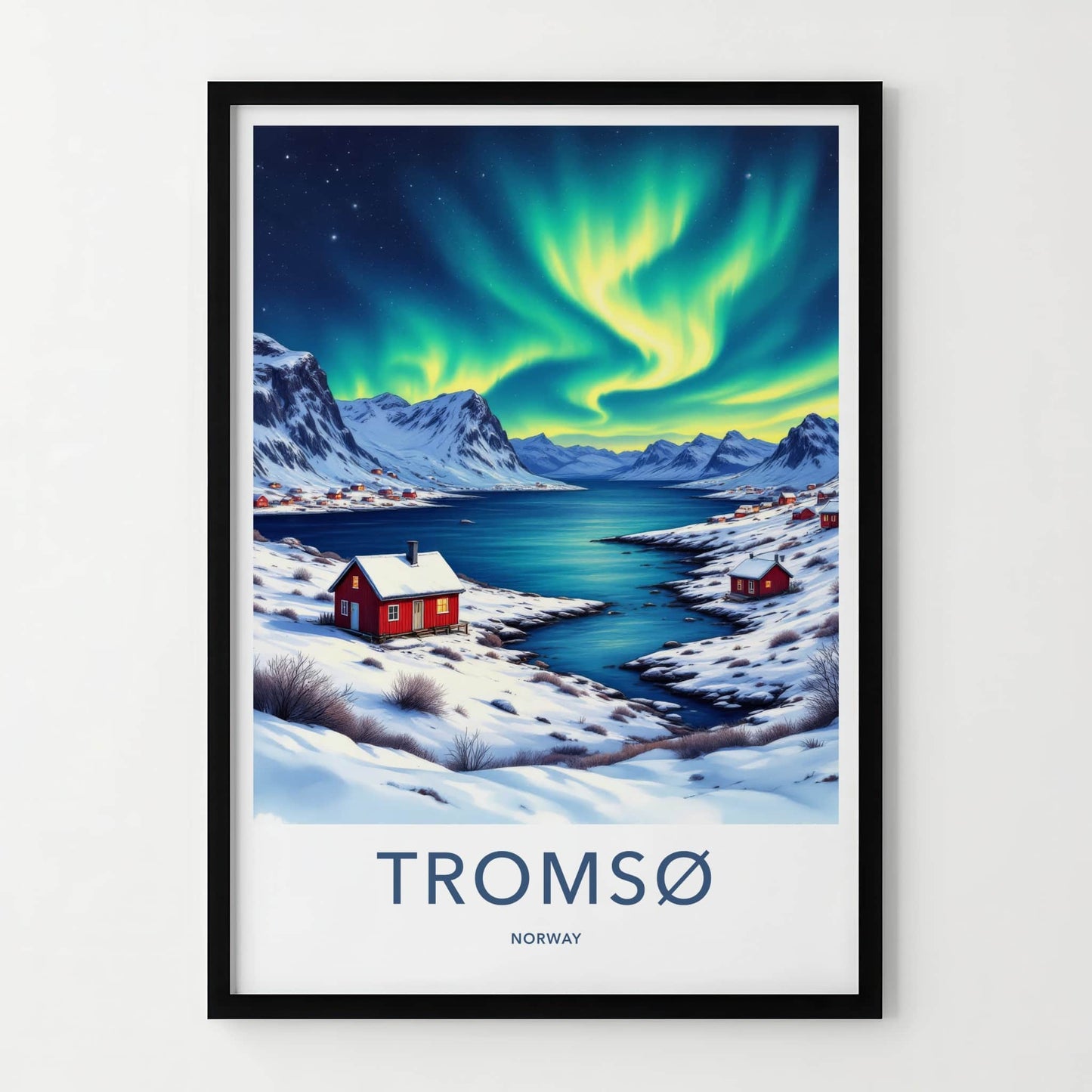 Tromso Poster - Norway Wall Art - Vibrant Aurora Fjord Home Decor