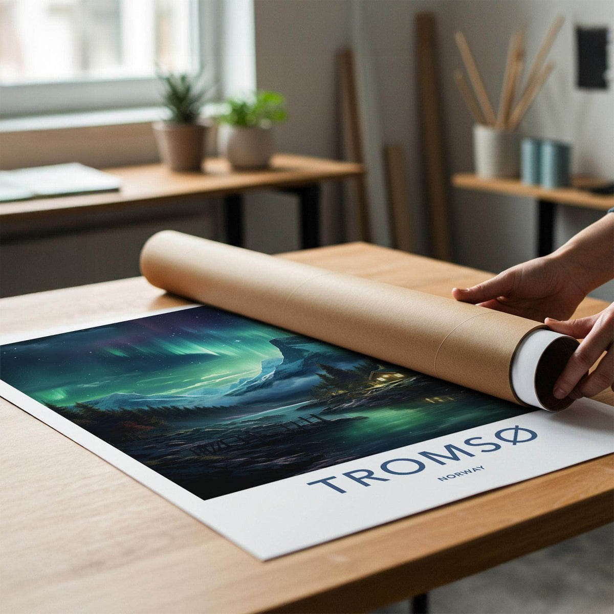 Tromsø Poster - Norway Wall Art With Northern Lights & Arctic