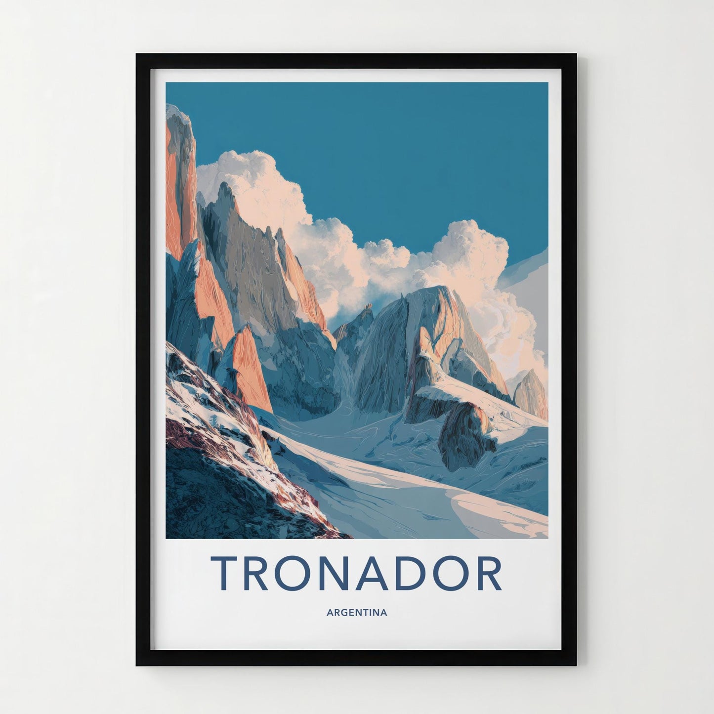 Tronador Poster - Argentina Travel Art - Alpenglow Mountain Scene Home Decor