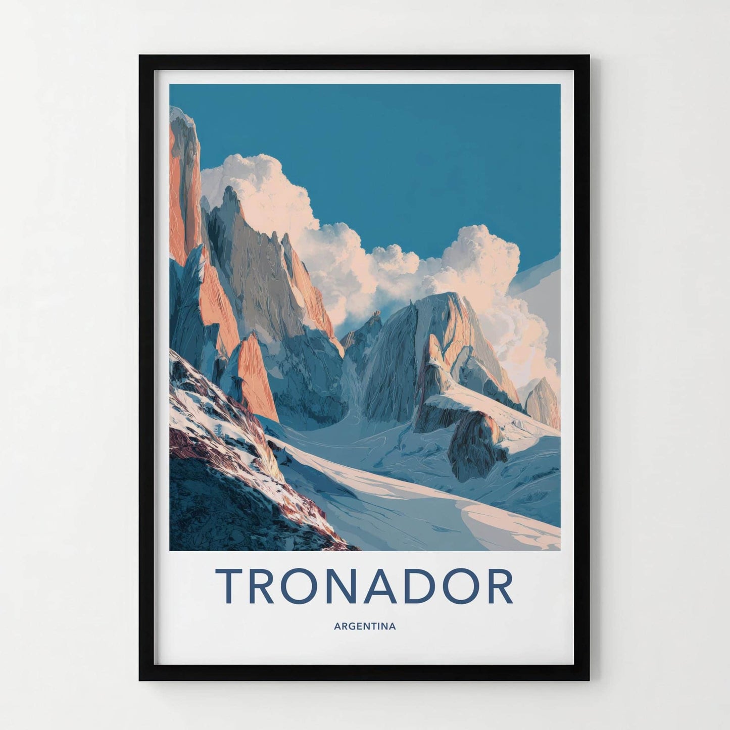Tronador Poster - Argentina Travel Art - Alpenglow Mountain Scene Home Decor