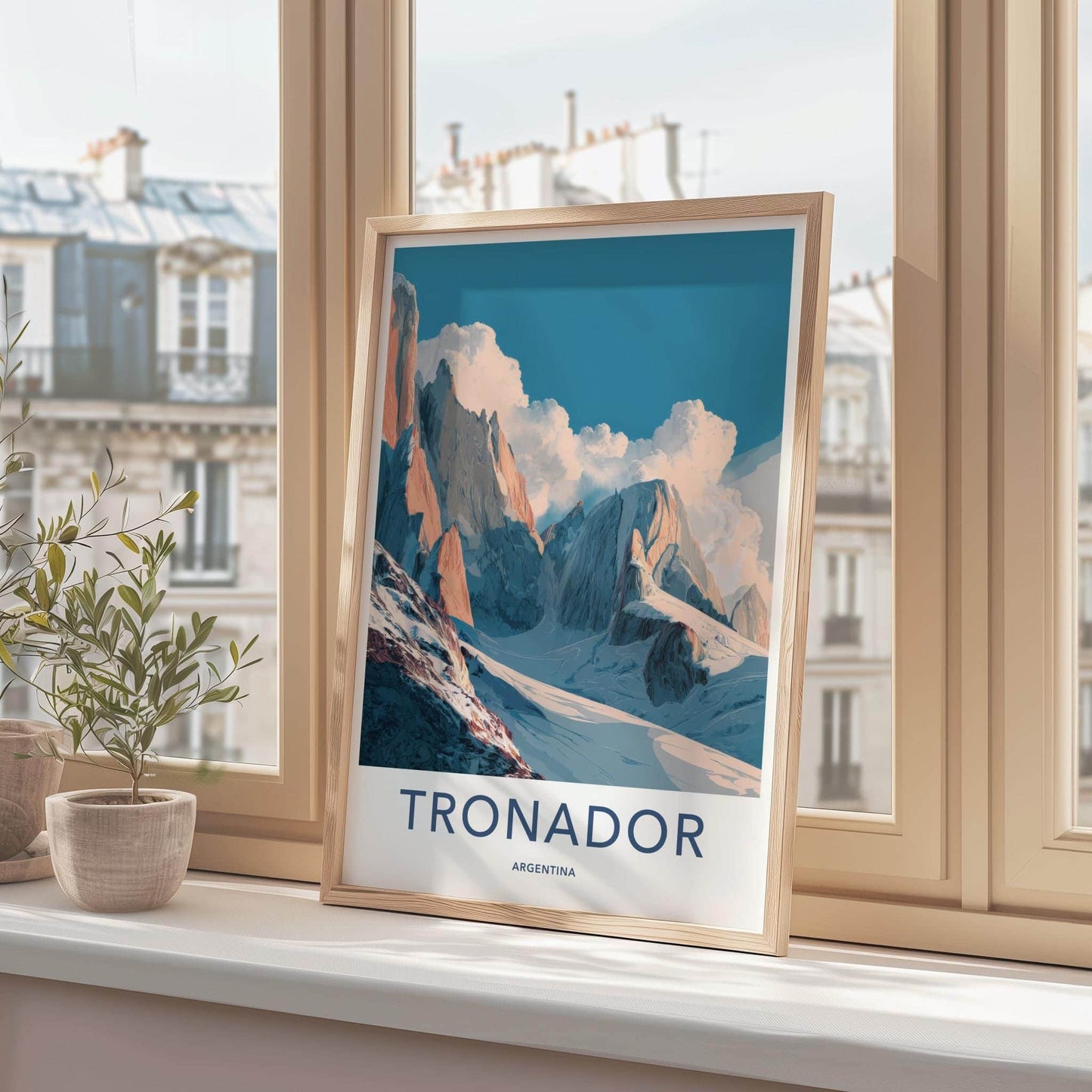 Tronador Poster - Argentina Travel Art - Alpenglow Mountain Scene Home Decor
