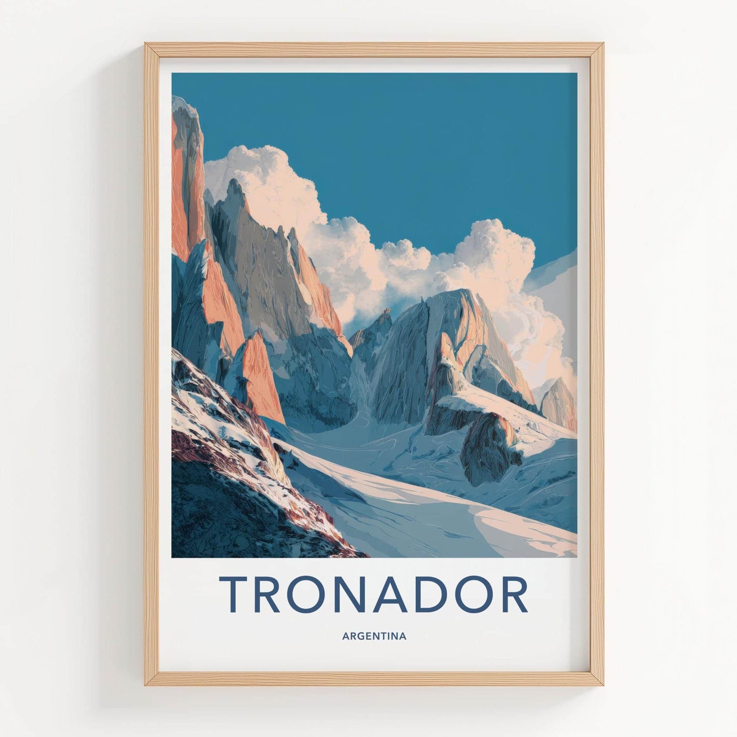 Tronador Poster - Argentina Travel Art - Alpenglow Mountain Scene Home Decor