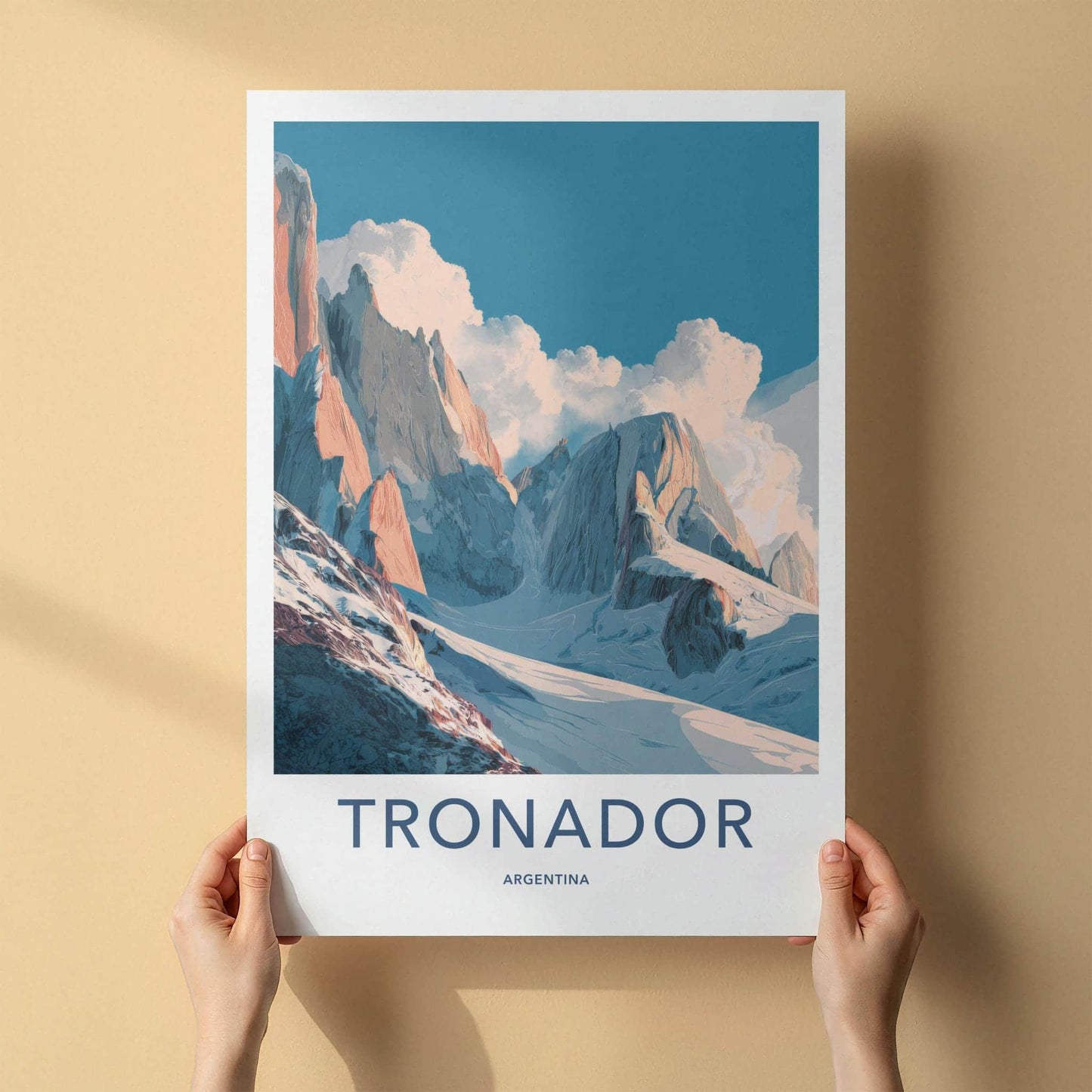 Tronador Poster - Argentina Travel Art - Alpenglow Mountain Scene Home Decor