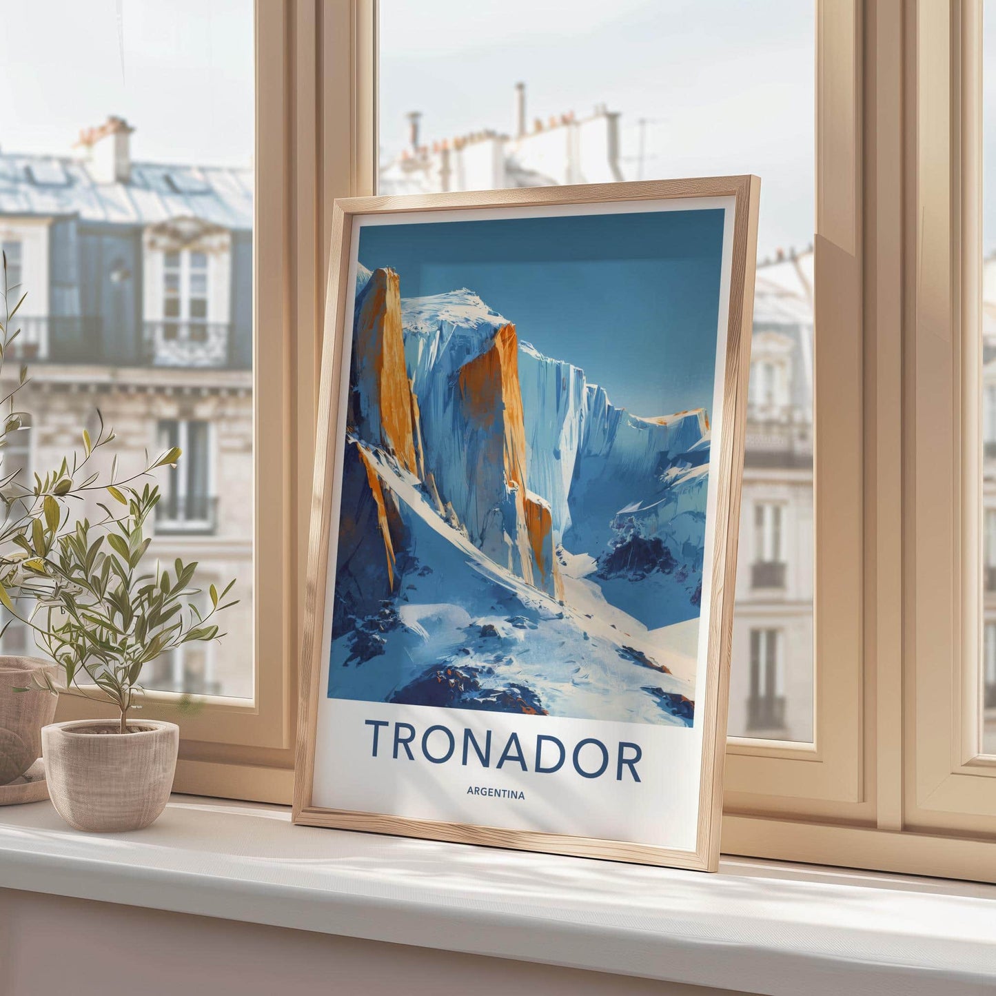 Tronador Poster - Argentina Travel Art - Orange Rock Glaciers Wall Decor
