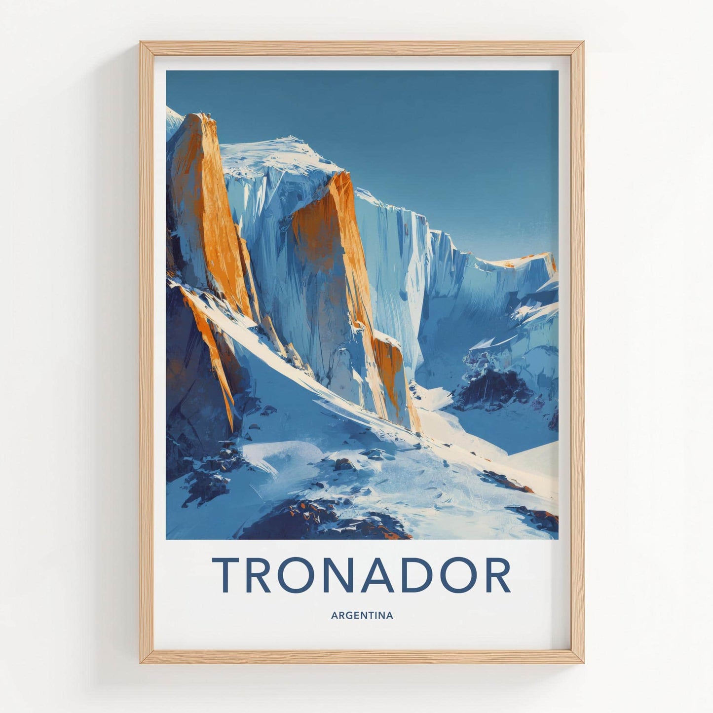 Tronador Poster - Argentina Travel Art - Orange Rock Glaciers Wall Decor