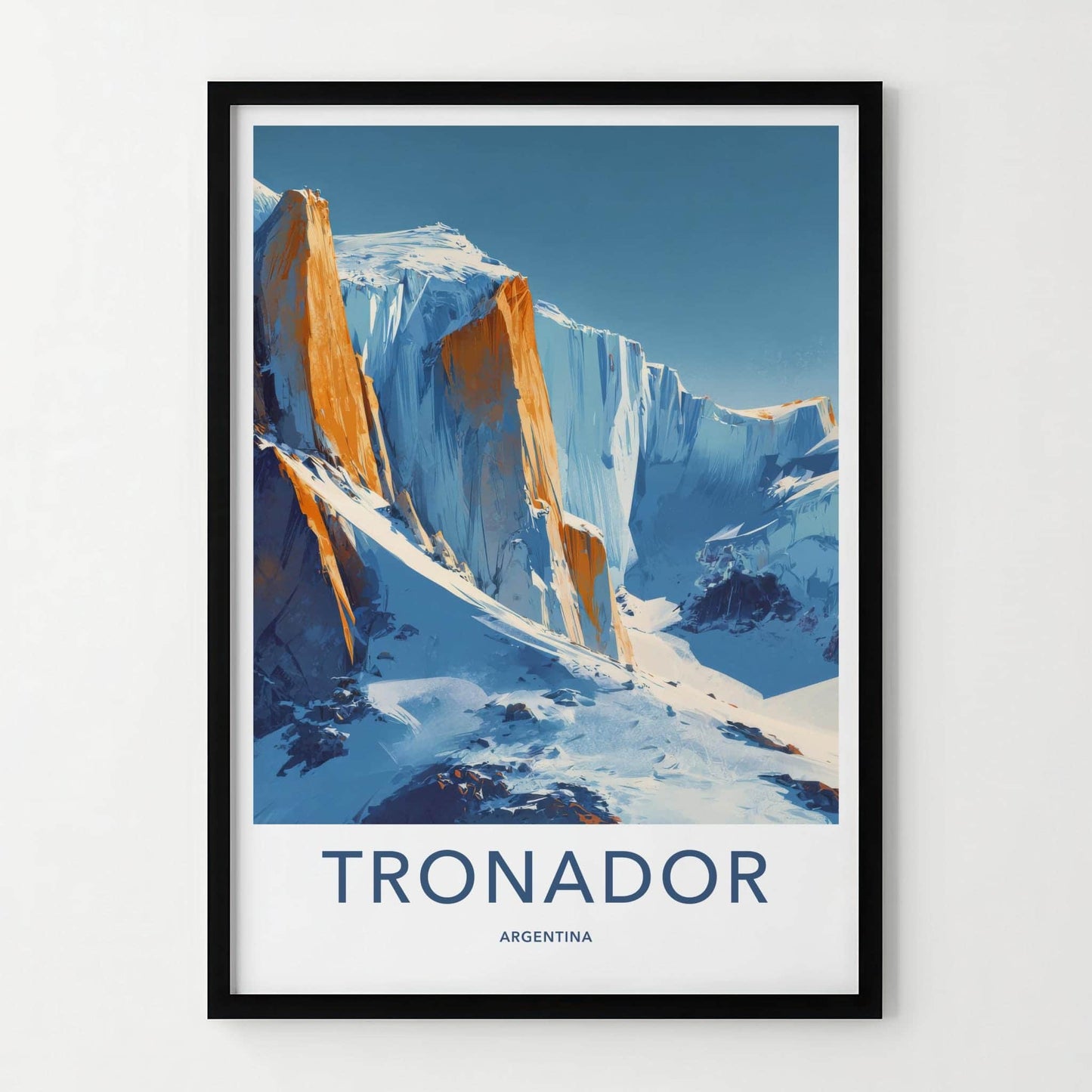 Tronador Poster - Argentina Travel Art - Orange Rock Glaciers Wall Decor