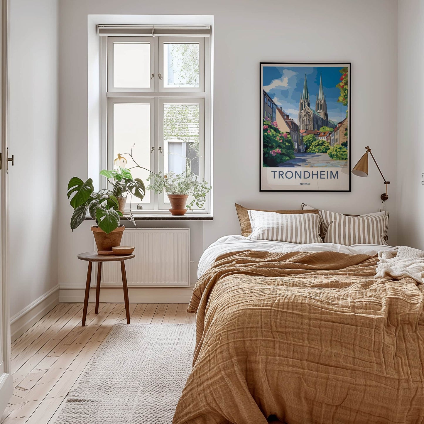 Trondheim Poster - Norway Travel Art - Gothic Cathedral Street Home Decor