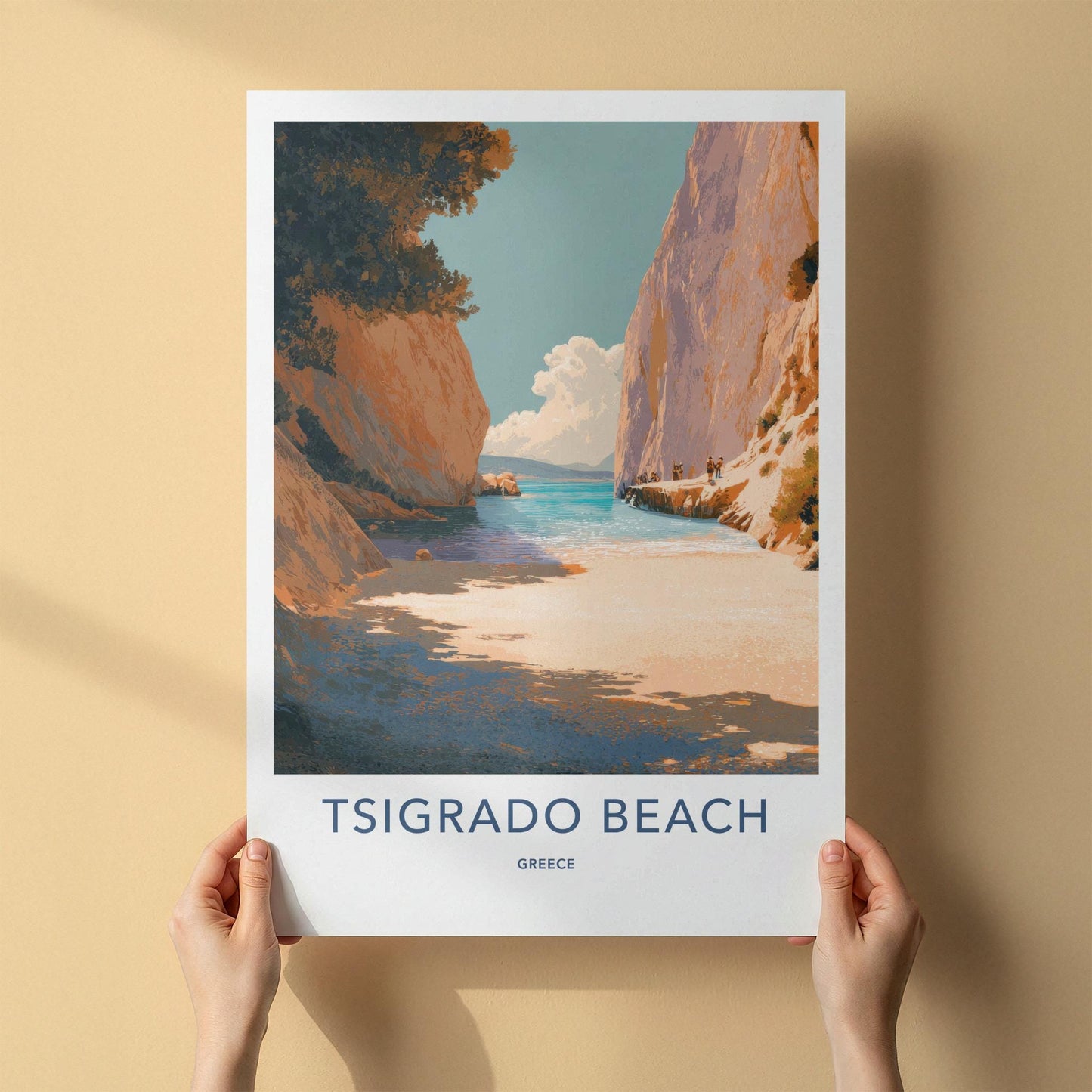 Tsigrado Beach Poster - Greece Travel Art - Secluded Beach Cove Wall Decor