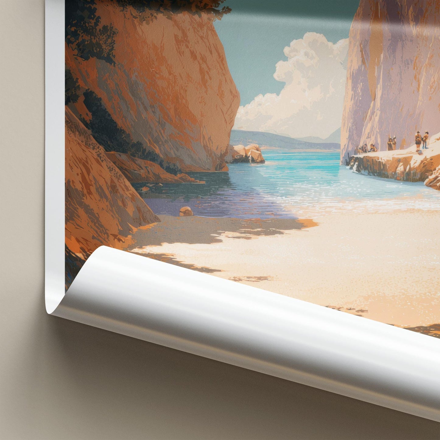Tsigrado Beach Poster - Greece Travel Art - Secluded Beach Cove Wall Decor