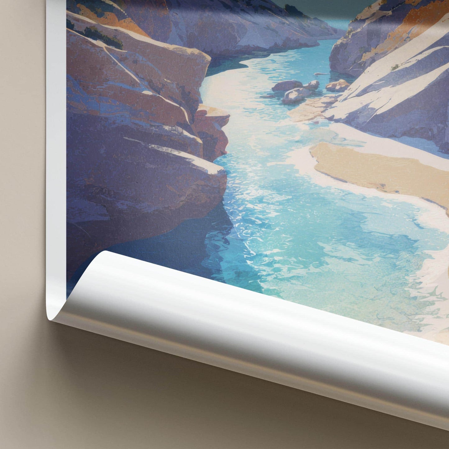 Tsigrado Poster - Greece Travel Art - Clear Water Canyon Home Decor