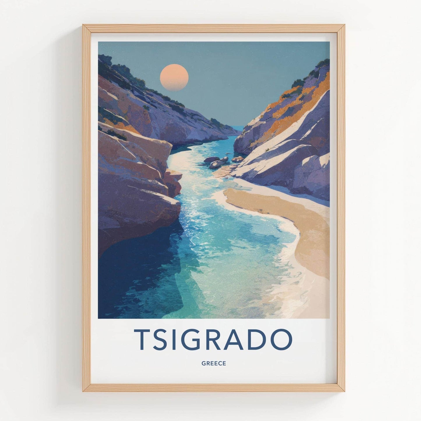 Tsigrado Poster - Greece Travel Art - Clear Water Canyon Home Decor