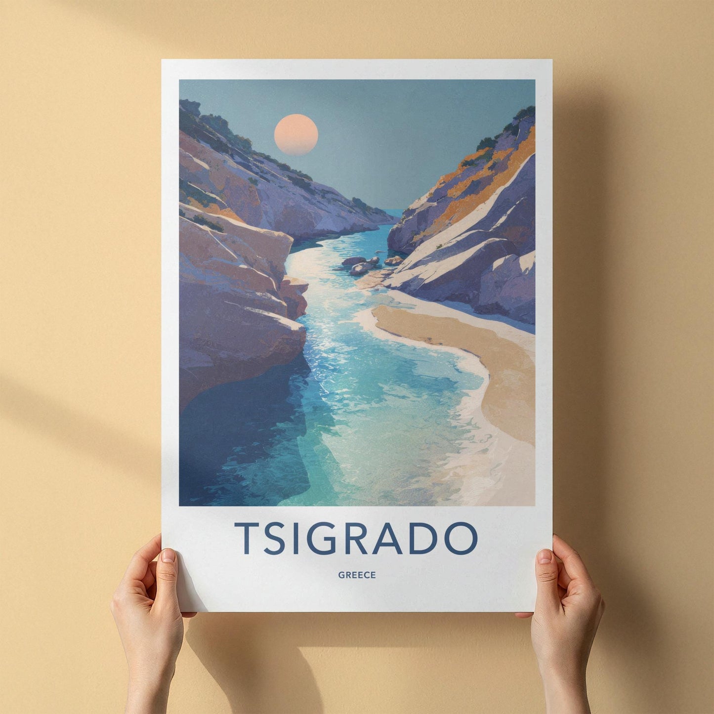 Tsigrado Poster - Greece Travel Art - Clear Water Canyon Home Decor