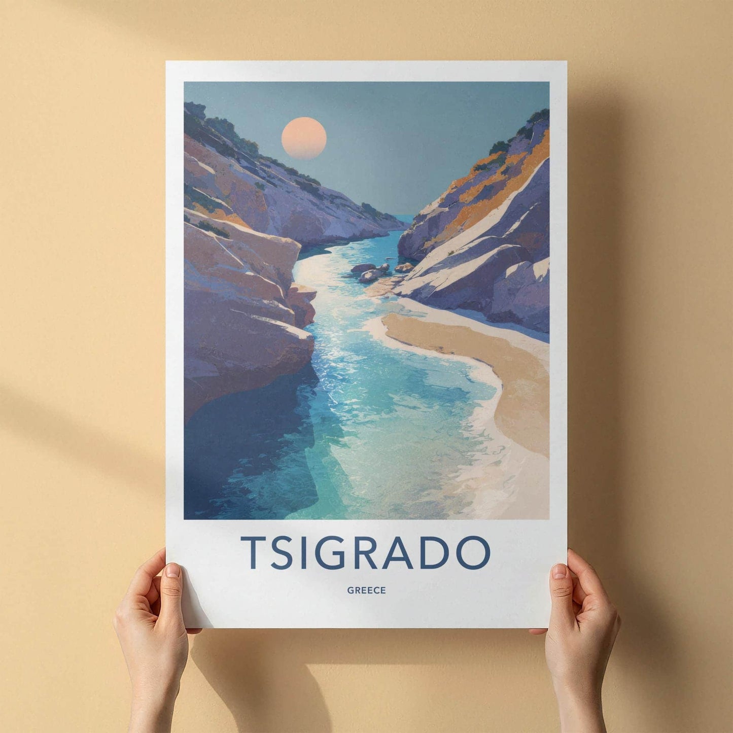 Tsigrado Poster - Greece Travel Art - Clear Water Canyon Home Decor