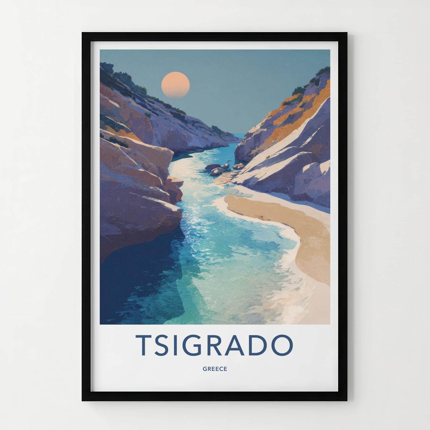 Tsigrado Poster - Greece Travel Art - Clear Water Canyon Home Decor