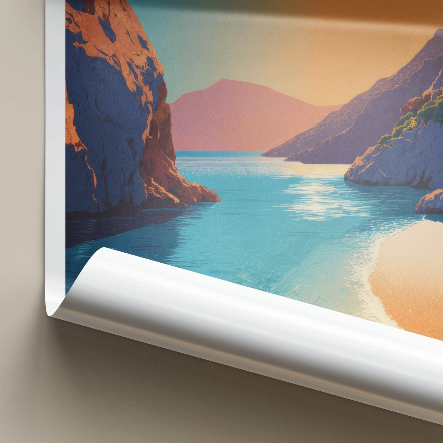 Tsigrado Poster - Greece Travel Art - Sunny Beach Inlet Wall Decor