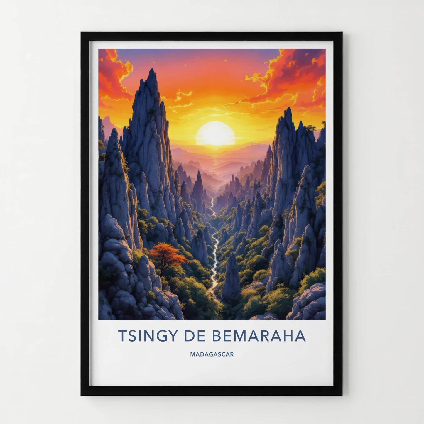 Tsingy De Bemaraha Poster - Madagascar Fine Art - Dramatic Sunset Canyon Gift