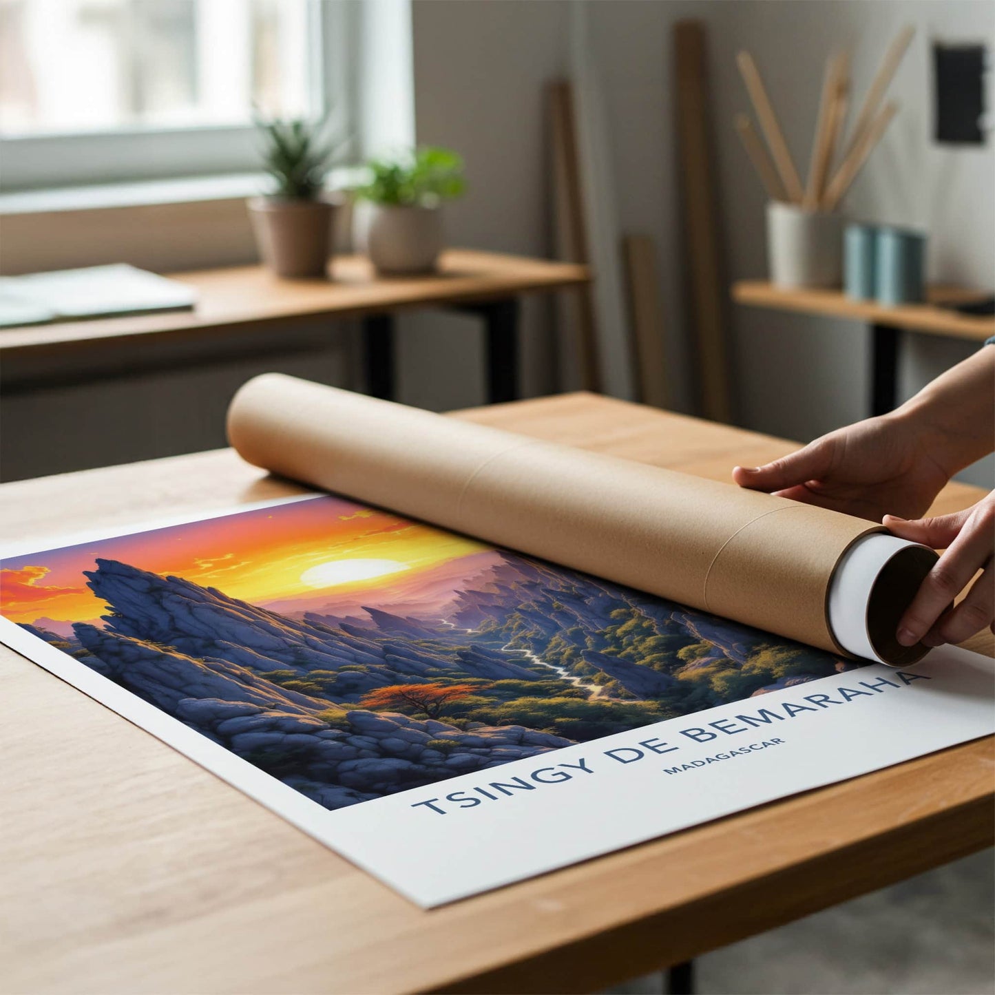 Tsingy De Bemaraha Poster - Madagascar Fine Art - Dramatic Sunset Canyon Gift