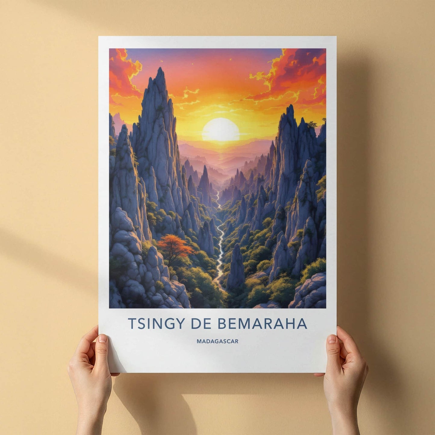 Tsingy De Bemaraha Poster - Madagascar Fine Art - Dramatic Sunset Canyon Gift